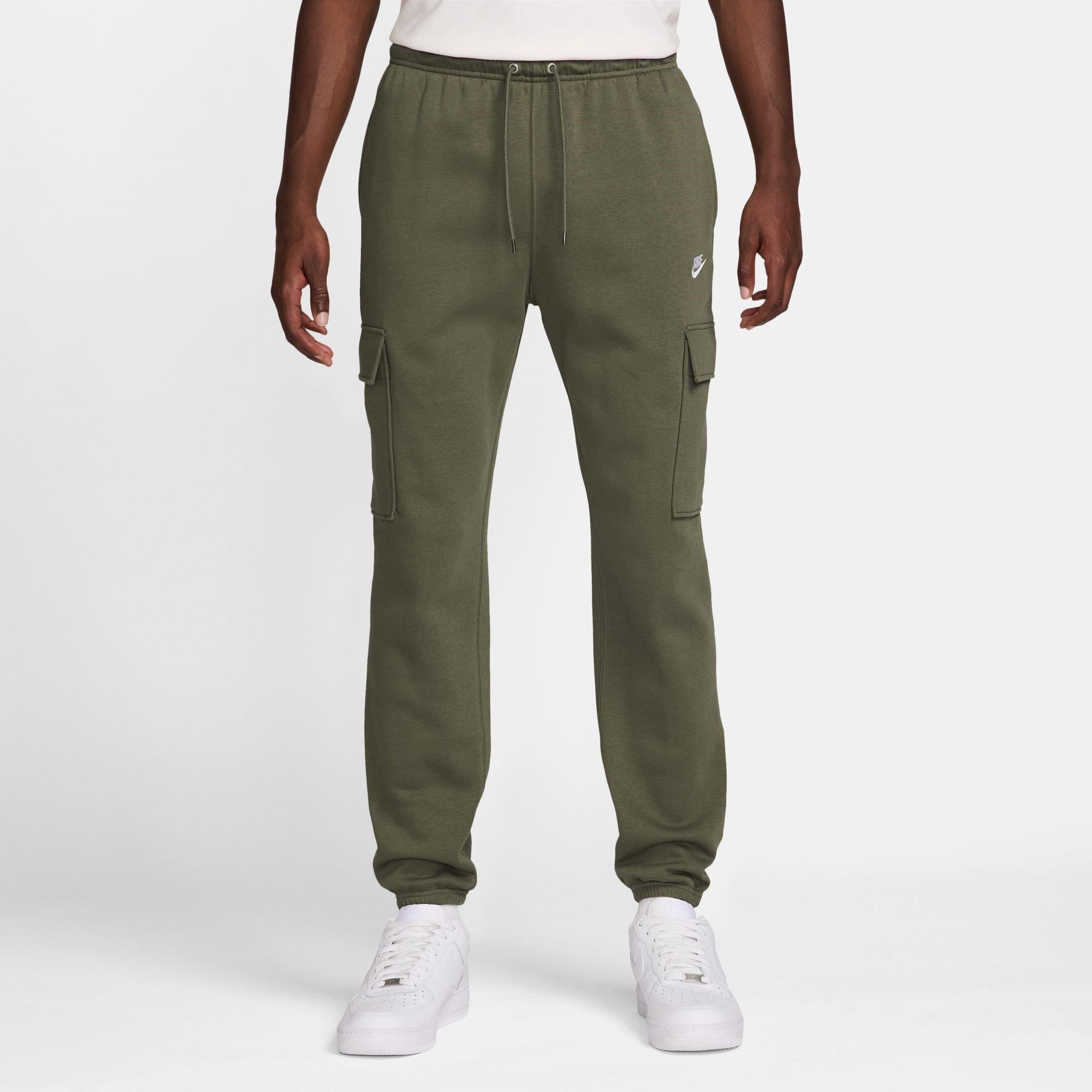 Nike Men's Olive/White Sportswear Club Fleece Cargo Pants - XL