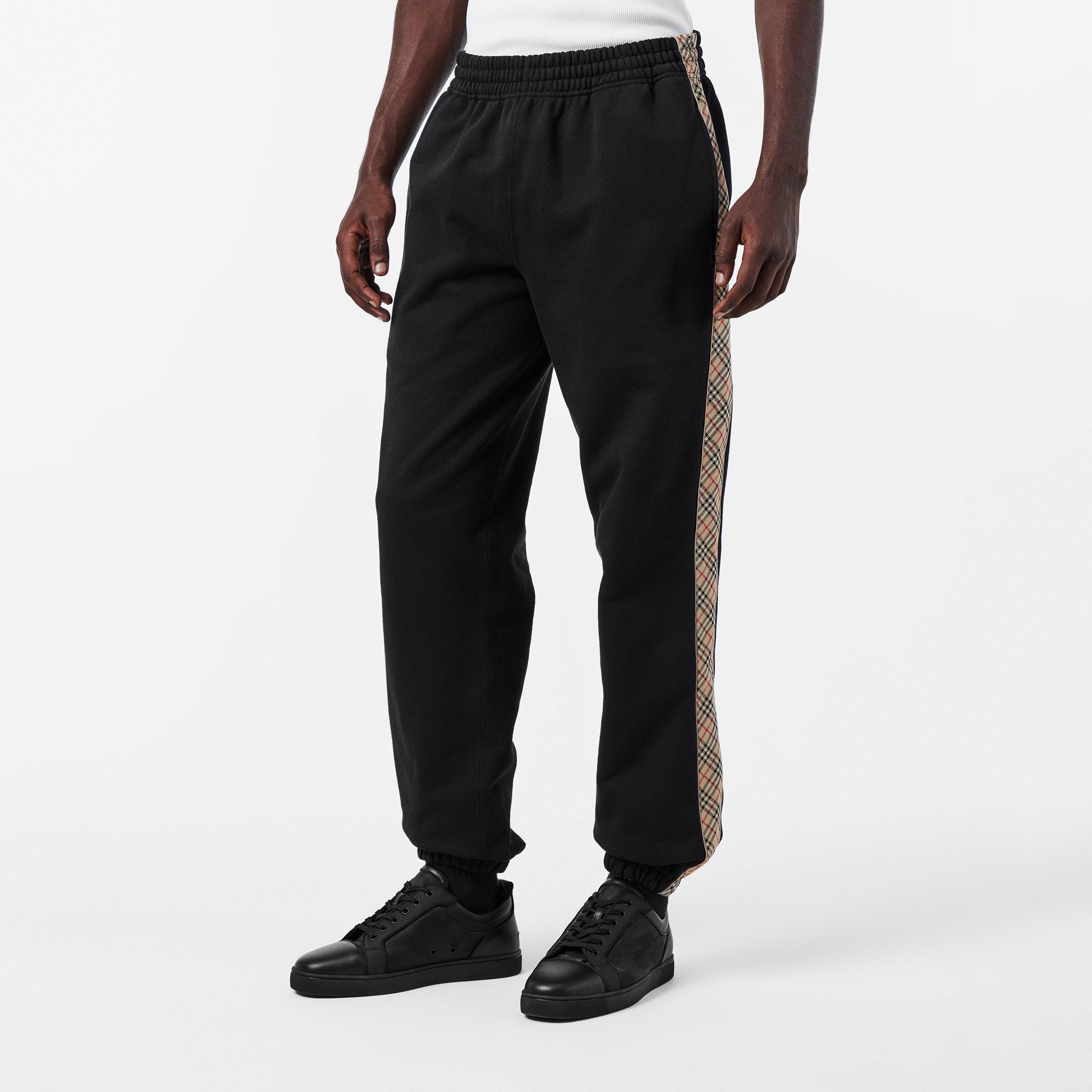 Black - Burberry - Men's Burb Check Tape Closed Hem Jersey Joggers - 3