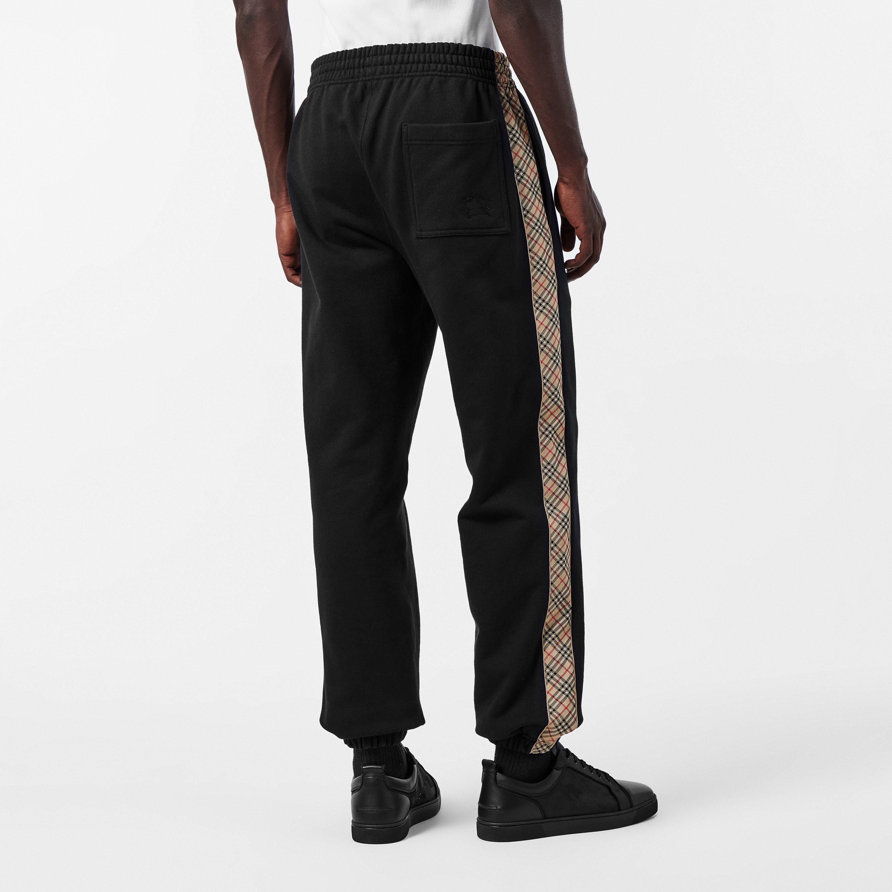 Black - Burberry - Men's Burb Check Tape Closed Hem Jersey Joggers - 4