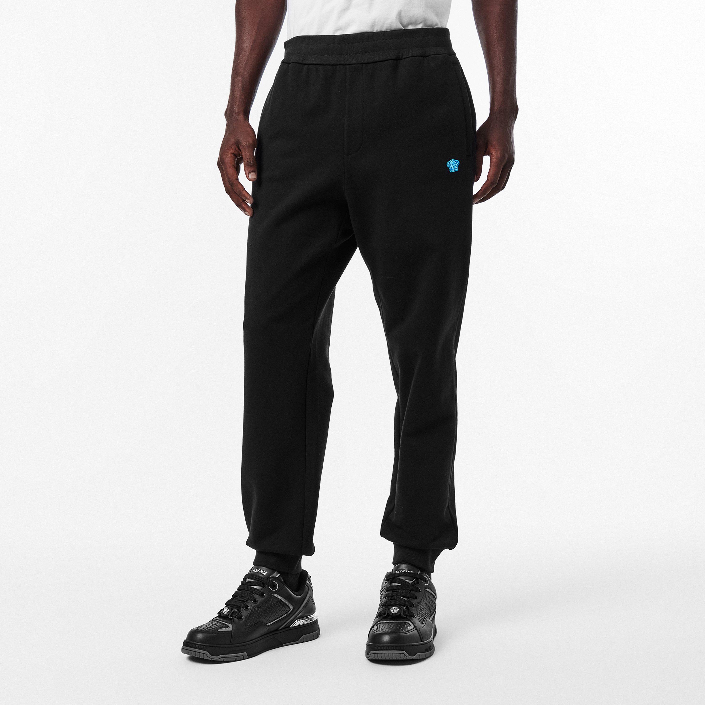 Black - Versace - Men's Closed Hem Fleece Jogging Bottoms - 3