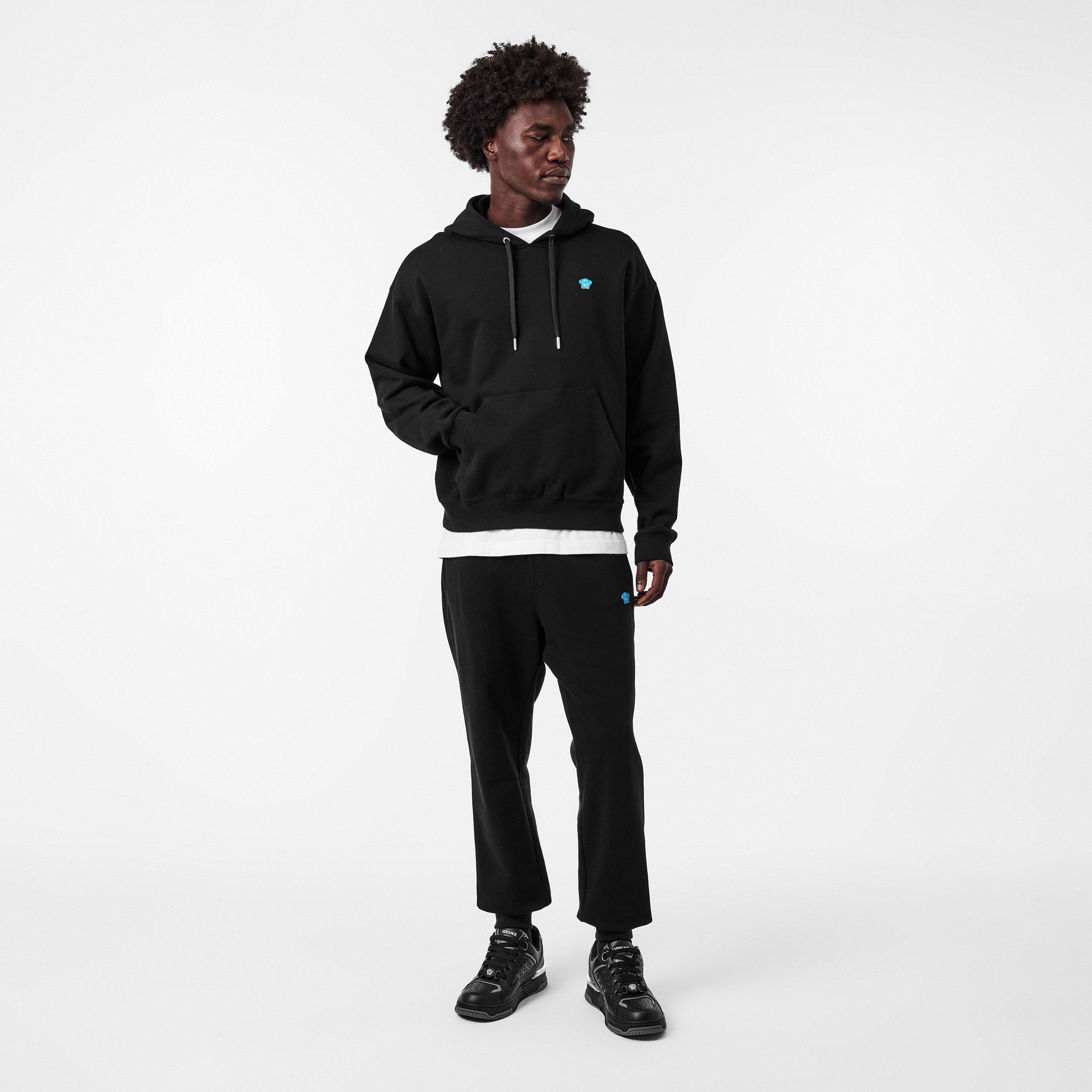 Black - Versace - Men's Closed Hem Fleece Jogging Bottoms - 5