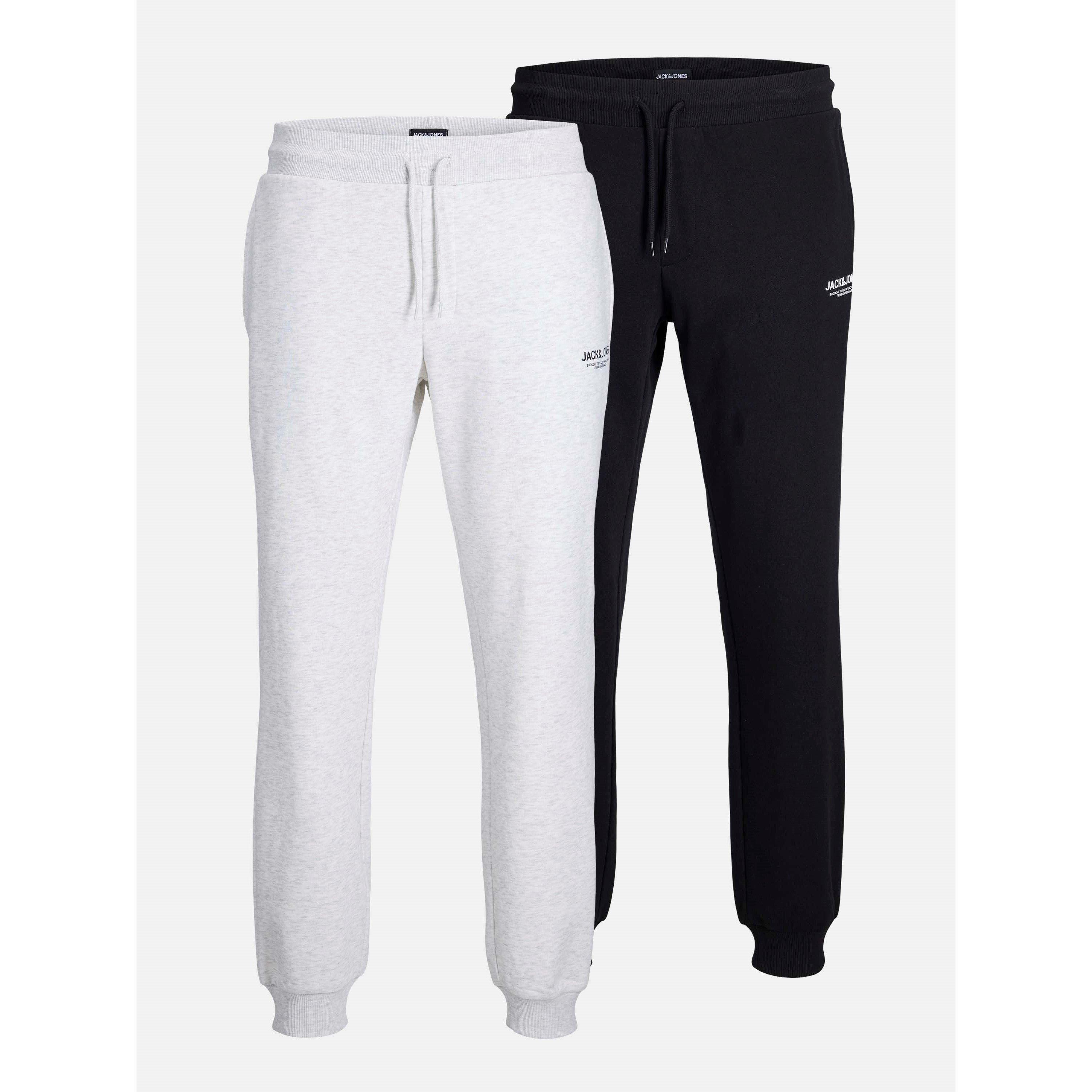 Black/Grey Mel - Jack and Jones - Mens Mason 2-Pack Closed Hem Jersey Joggers - 1