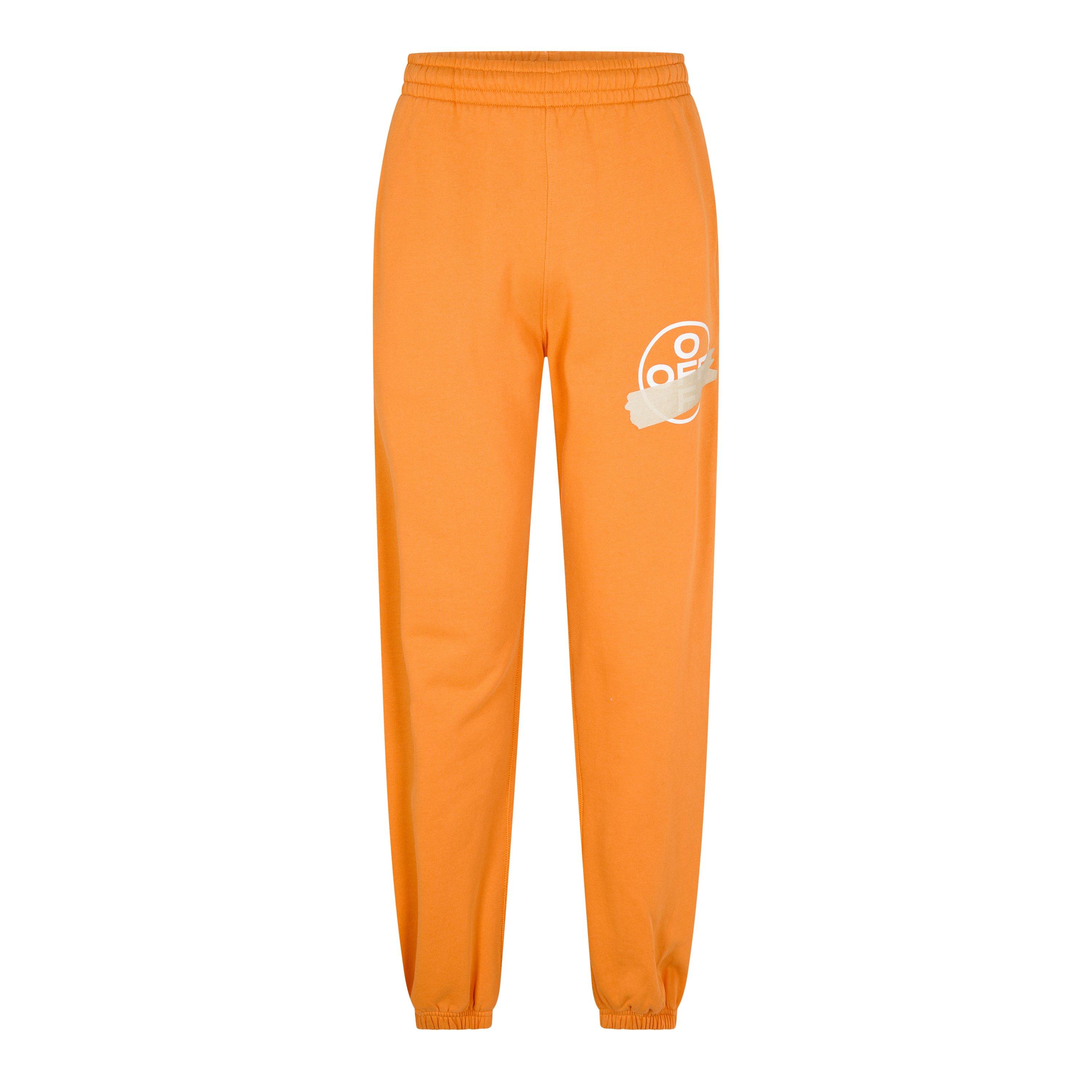 Blue - Off White - Men's Autumn Winter Fleece Sweatpants, Closed Hem Trousers - 1