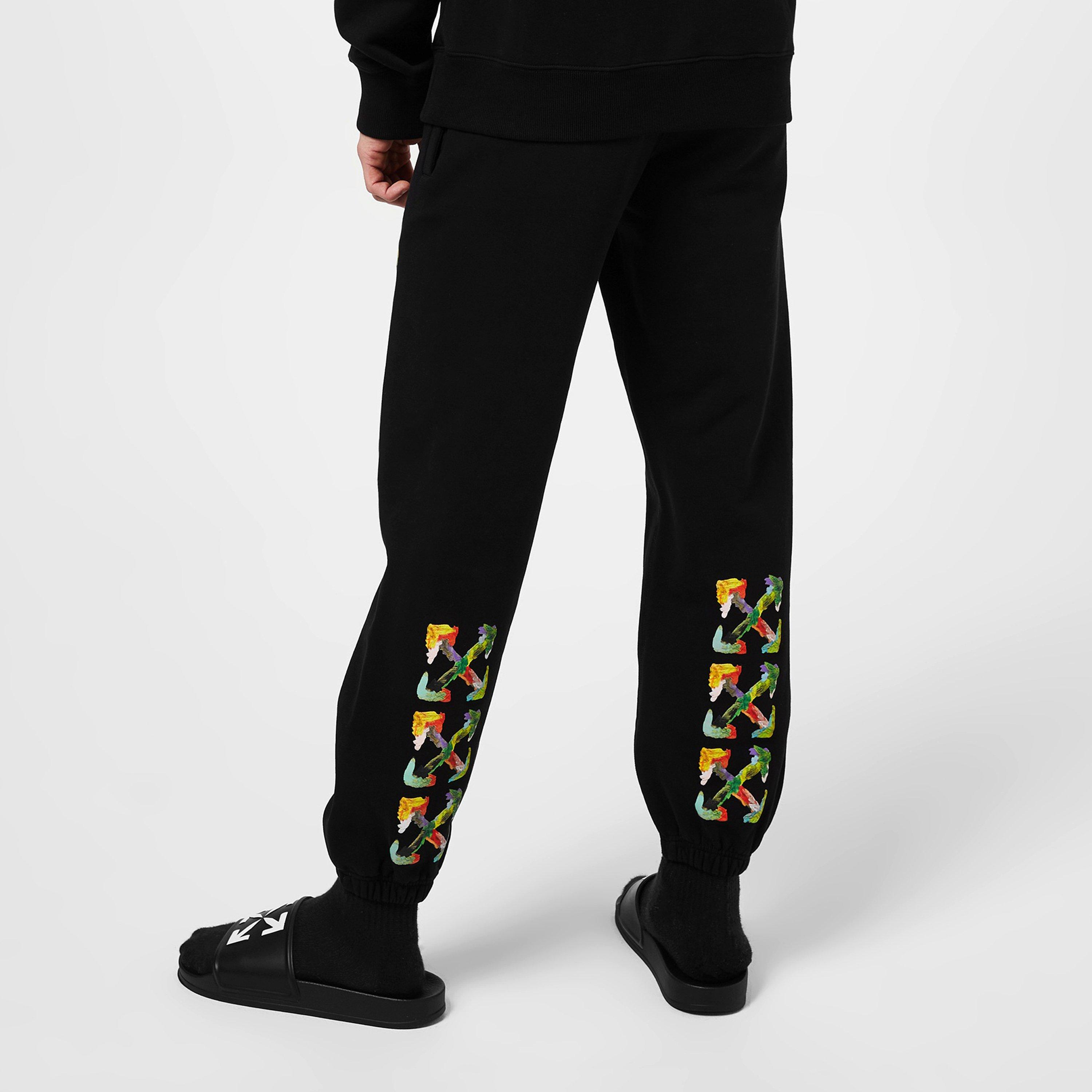 Blk/Mlt 1084 - Off White - Men's  Brush Arrow Track Pants, Iconic Arrow Motif Trousers - 2