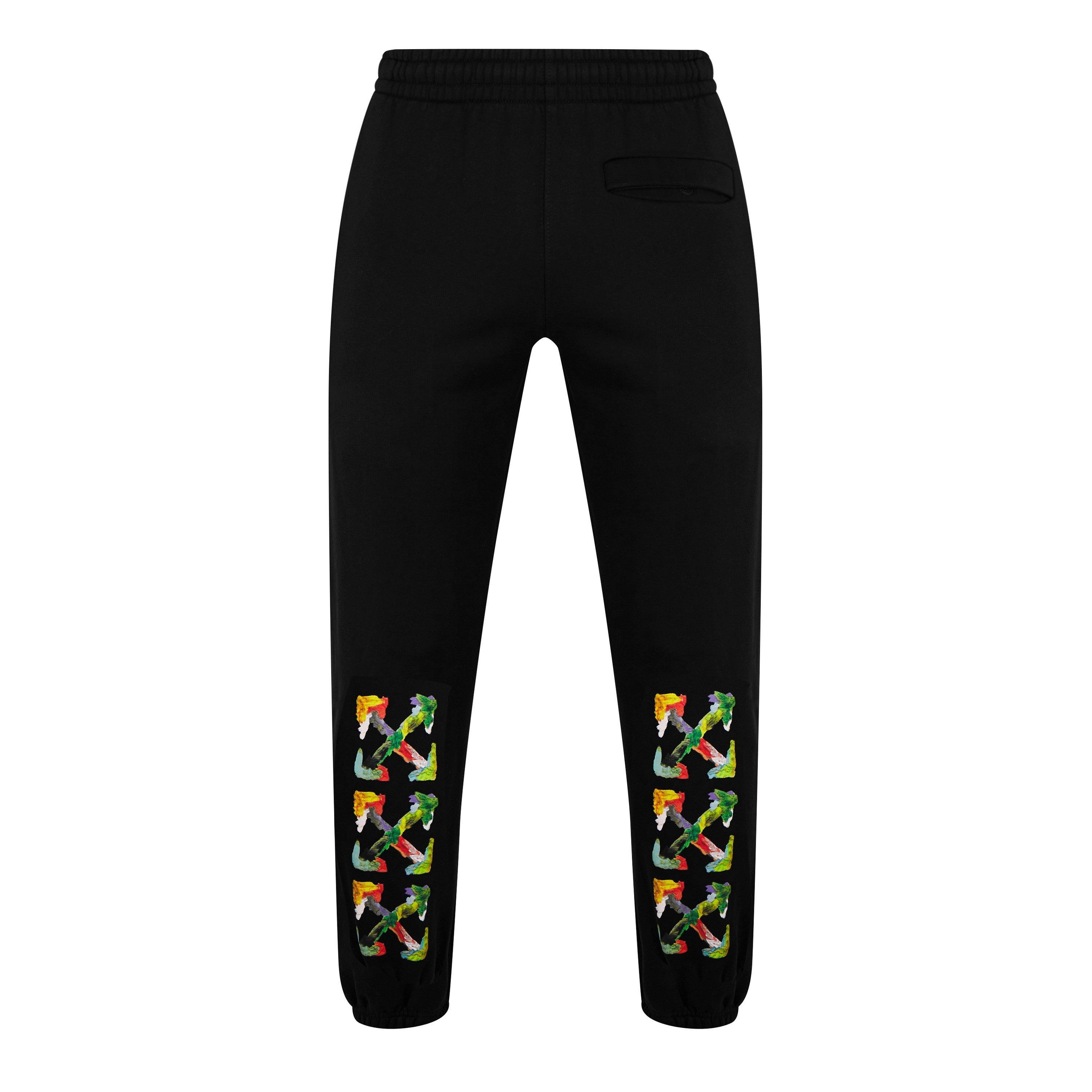 Blk/Mlt 1084 - Off White - Men's  Brush Arrow Track Pants, Iconic Arrow Motif Trousers - 7