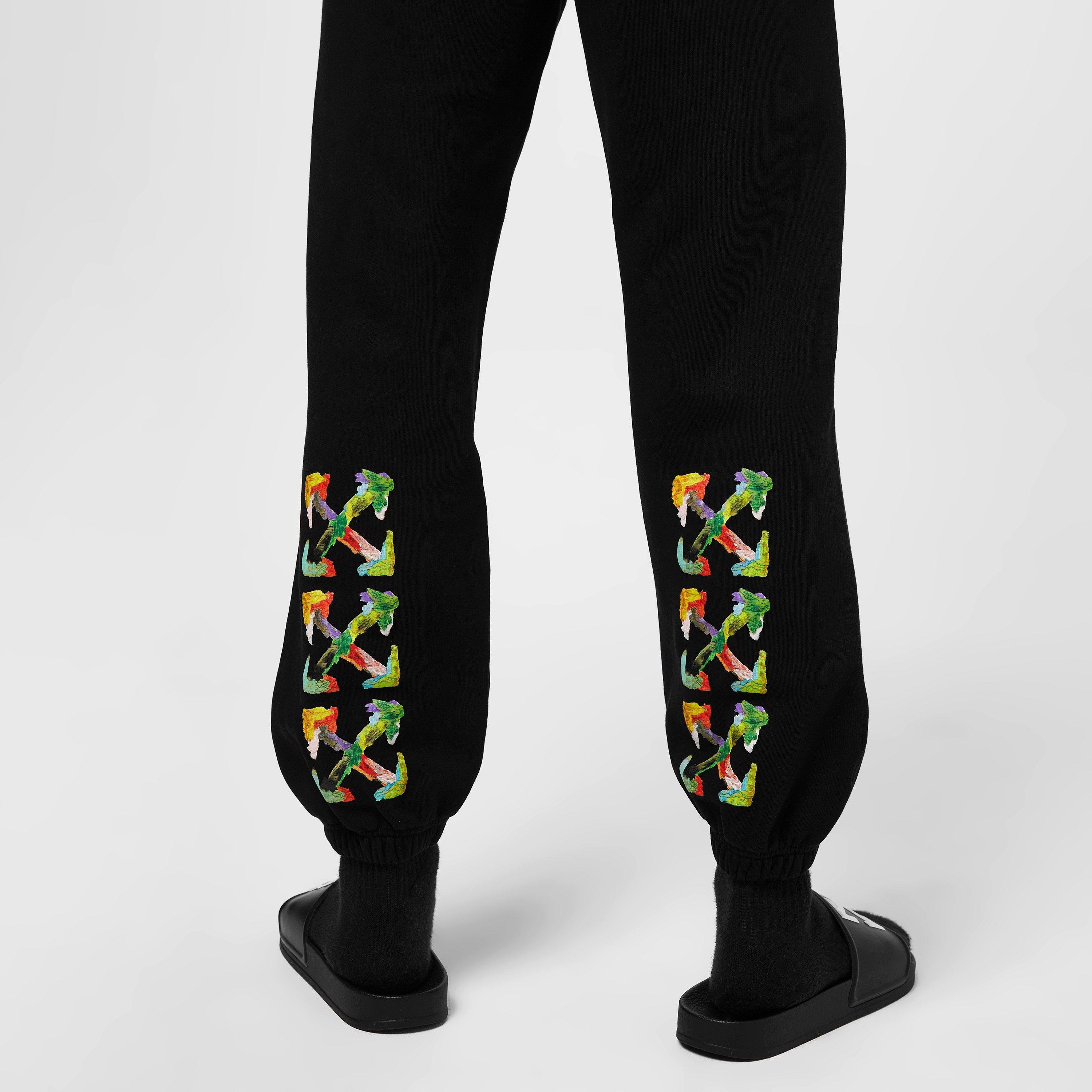 Blk/Mlt 1084 - Off White - Men's  Brush Arrow Track Pants, Iconic Arrow Motif Trousers - 3