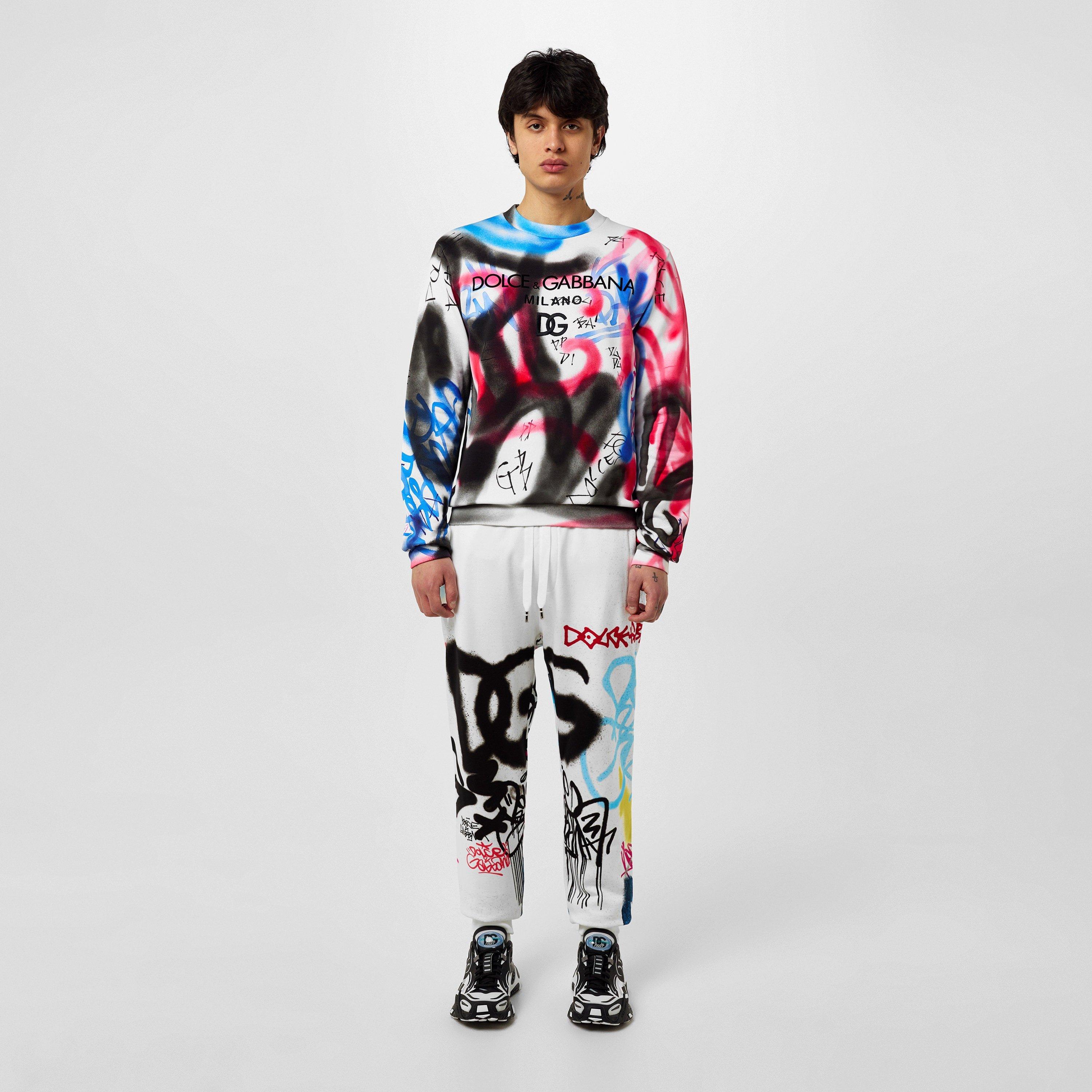 Graf HH4DW - Dolce and Gabbana - Men's Graffiti Closed Hem Jersey Joggers - 4