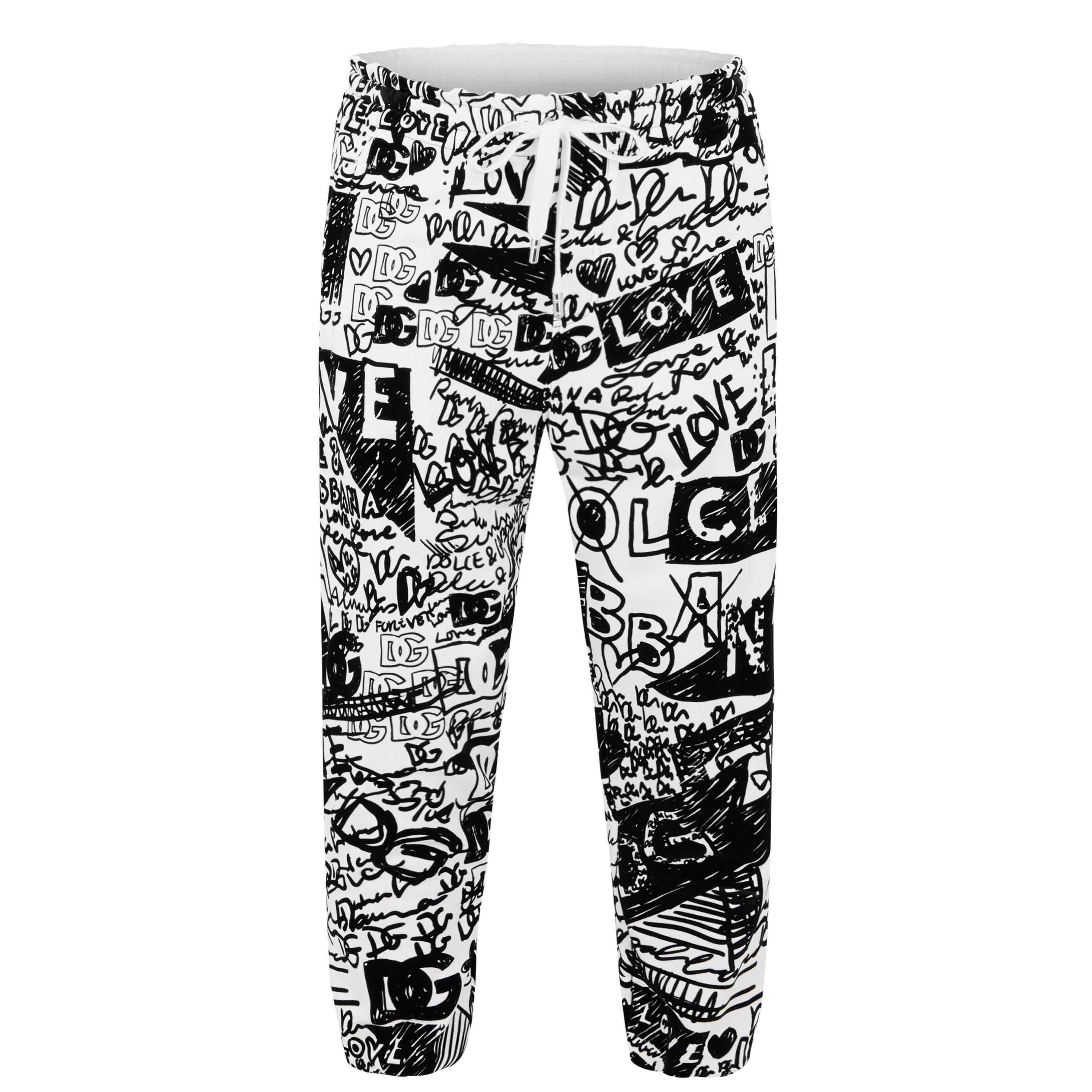 Wht/Blk HA4BQ - Dolce and Gabbana - Graphic Print Track Pants - 5