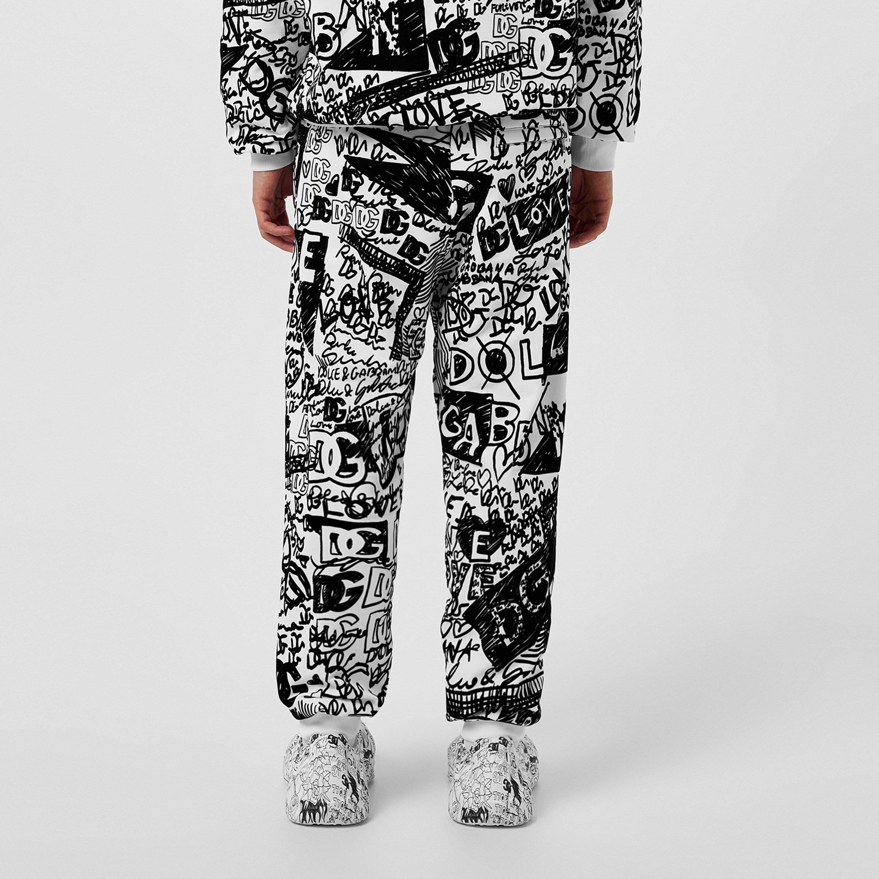 Wht/Blk HA4BQ - Dolce and Gabbana - Graphic Print Track Pants - 3