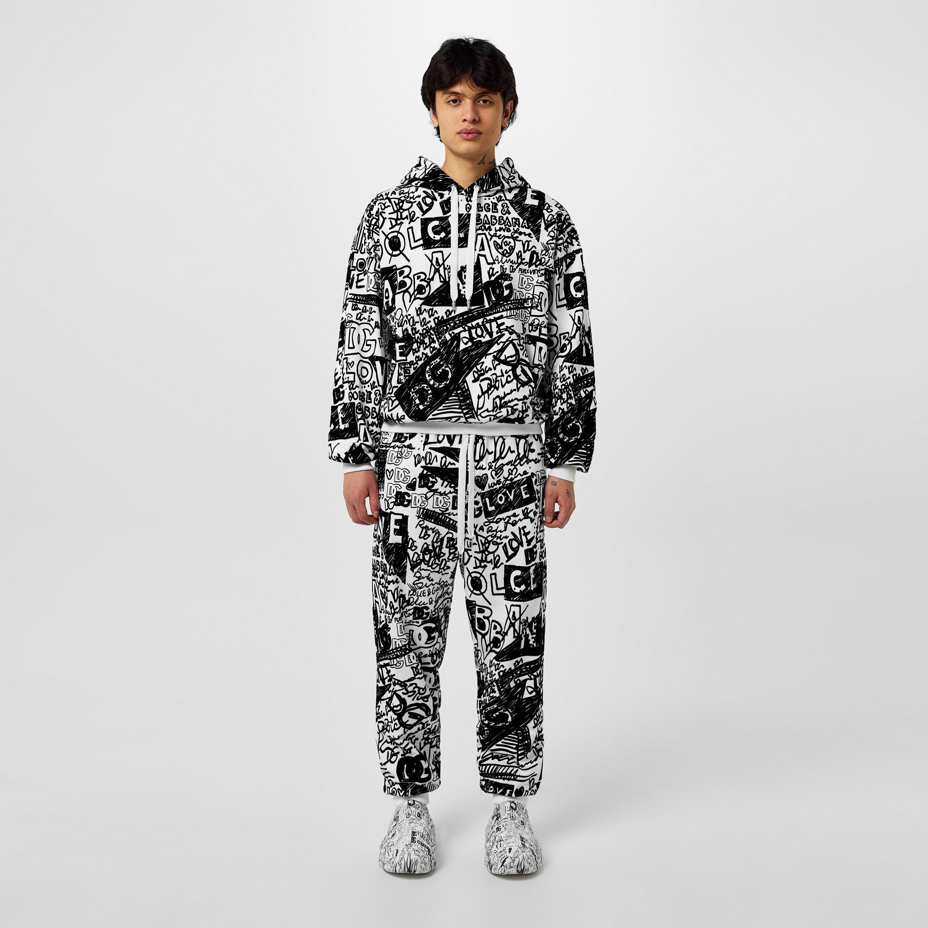 Wht/Blk HA4BQ - Dolce and Gabbana - Graphic Print Track Pants - 4