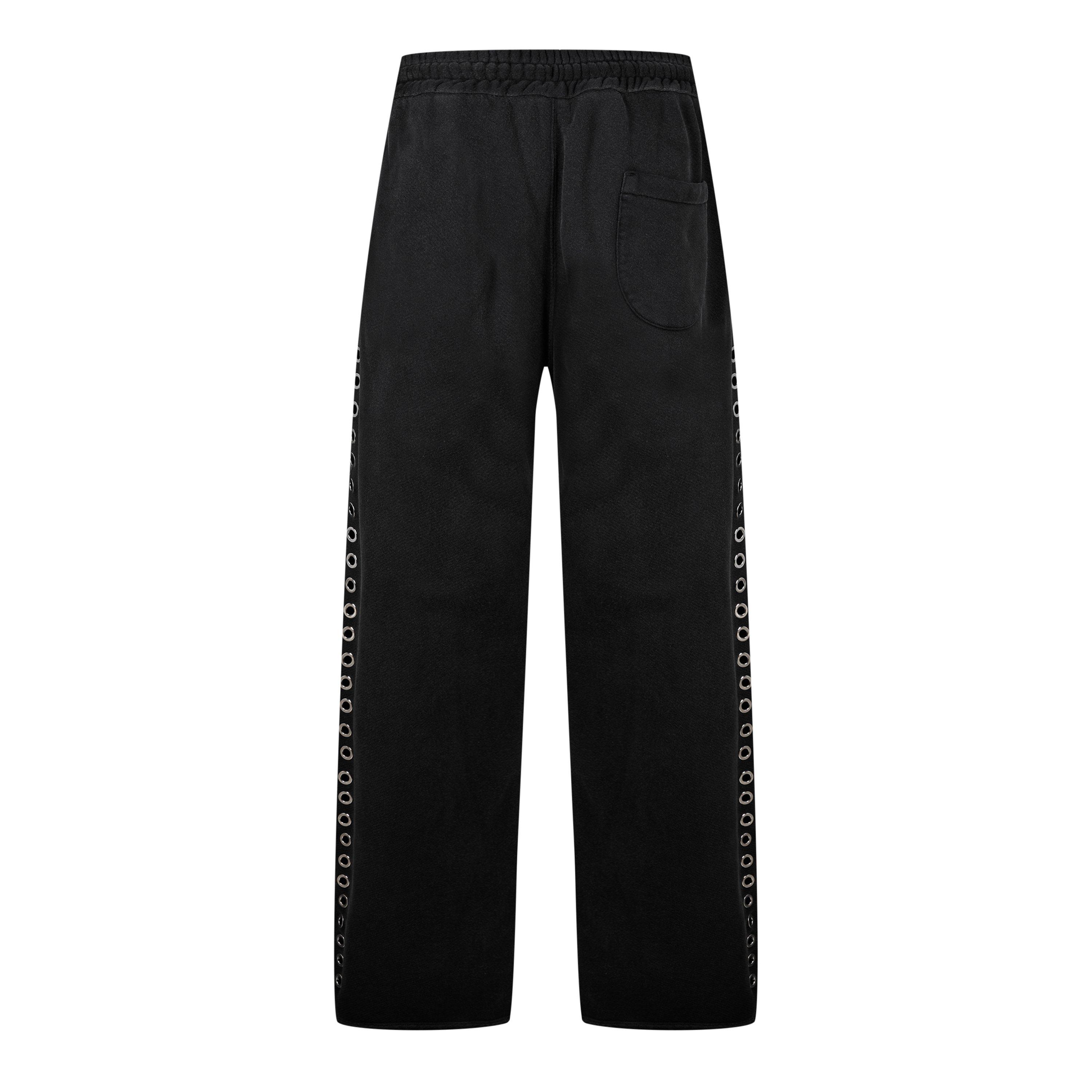 Black - Off White - Men's Eyelet Sweatshirt Pant, Eyelet-Embellished Trousers - 2