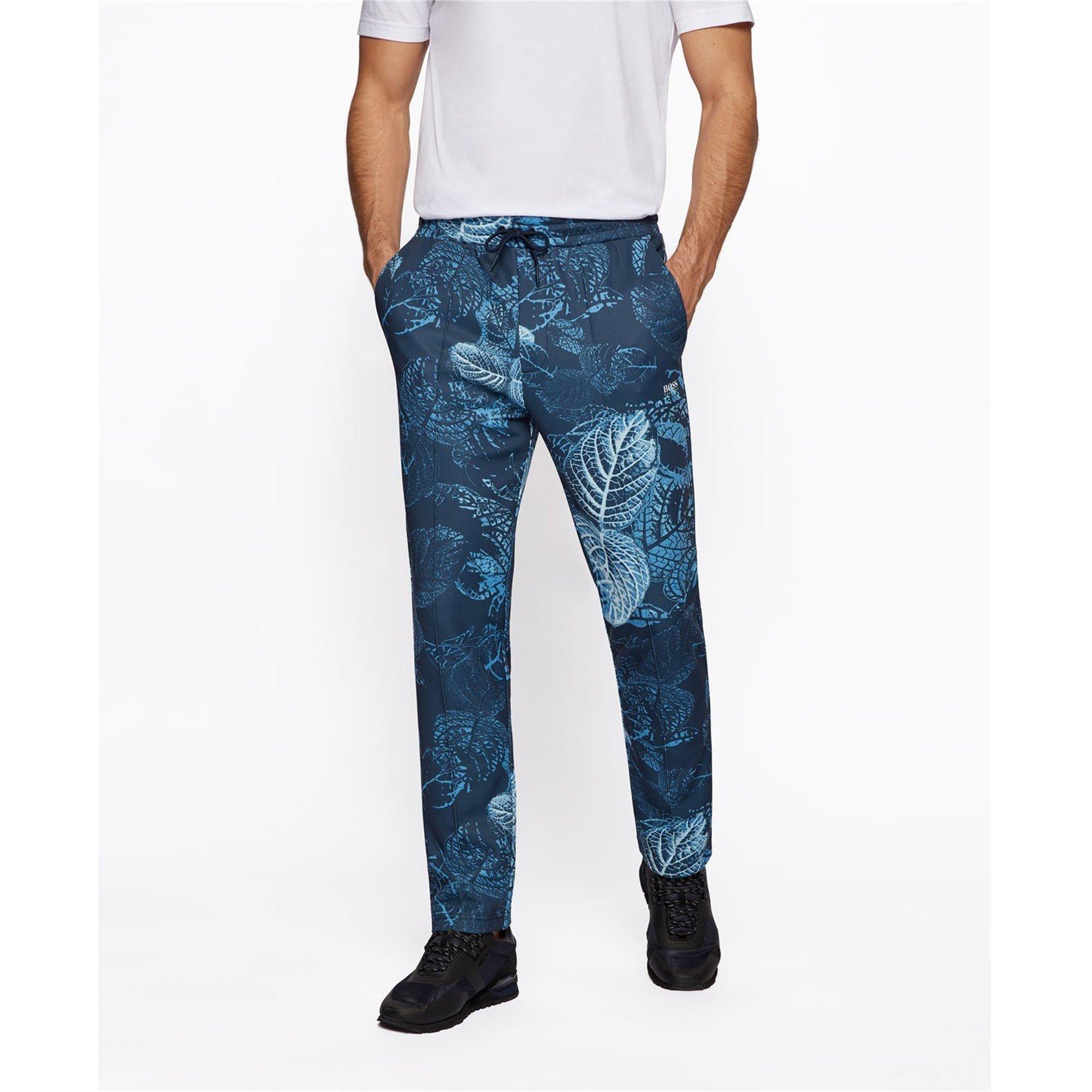 Navy - Boss - Men's Closed Hem Jersey Jogging Bottoms - 2