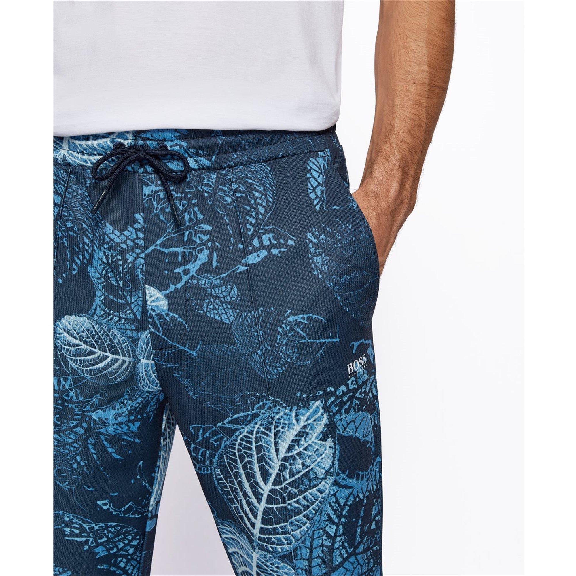 Navy - Boss - Men's Closed Hem Jersey Jogging Bottoms - 4