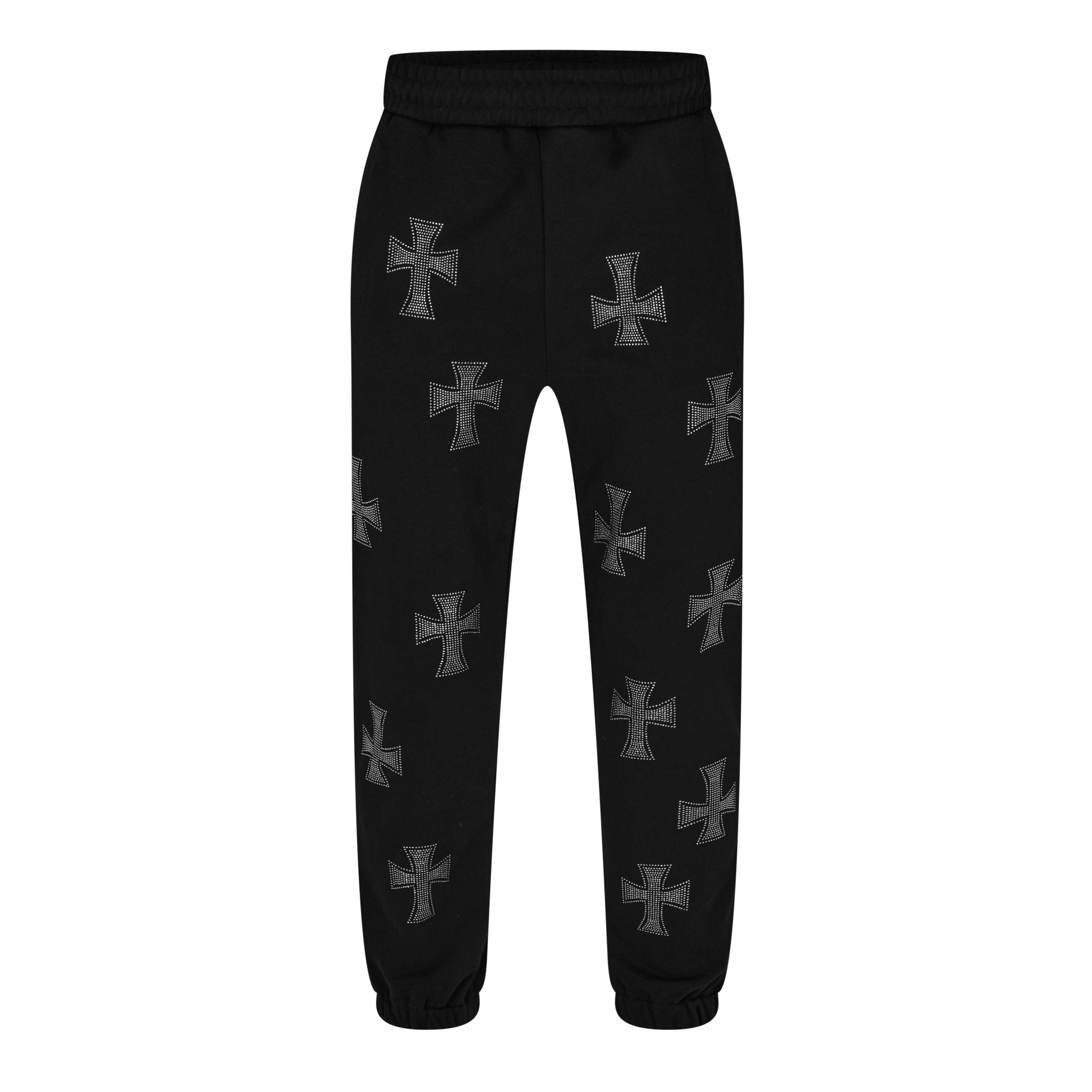 Black/Silver - Unknown London - Rhinestone Joggers - 4