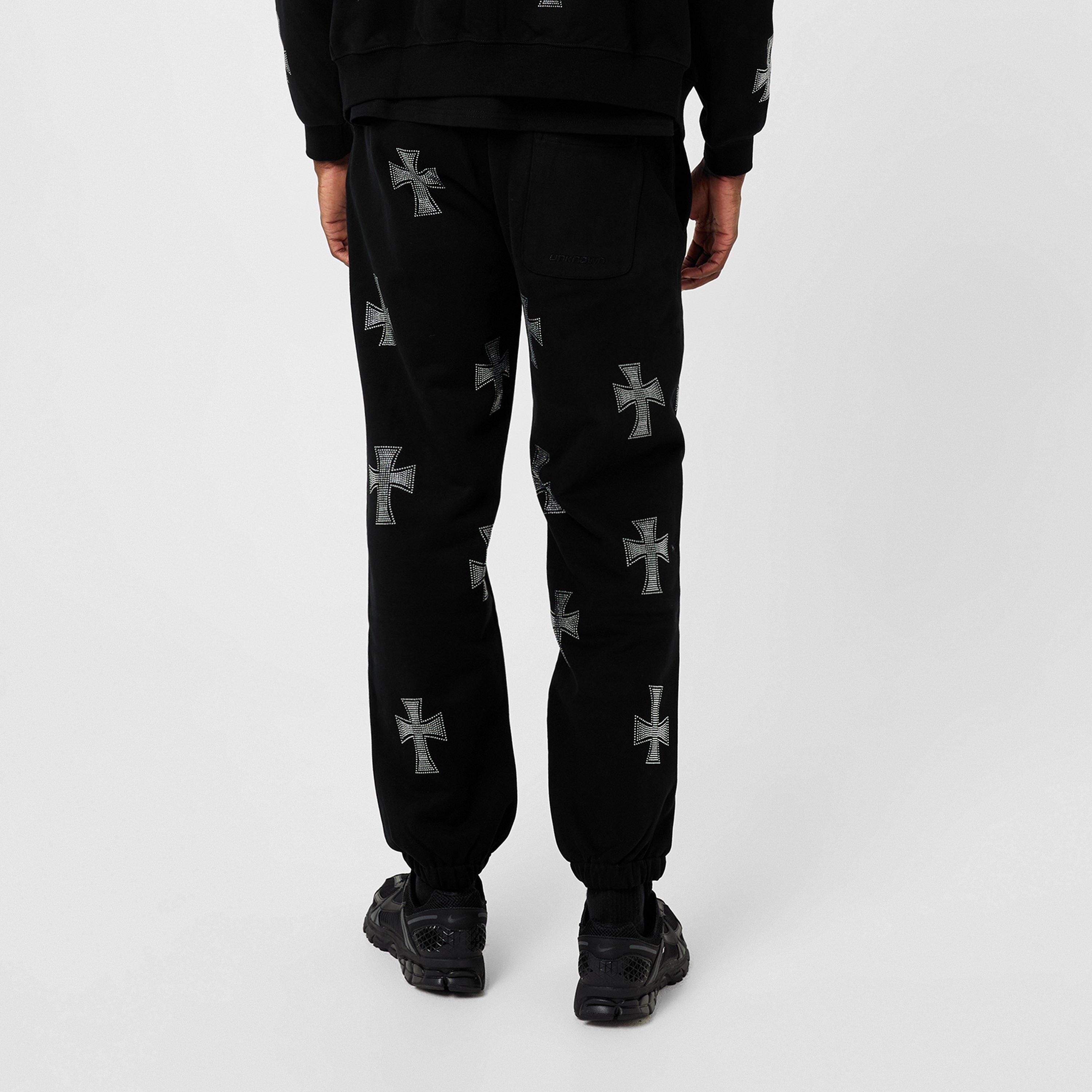 Black/Silver - Unknown London - Rhinestone Joggers - 2