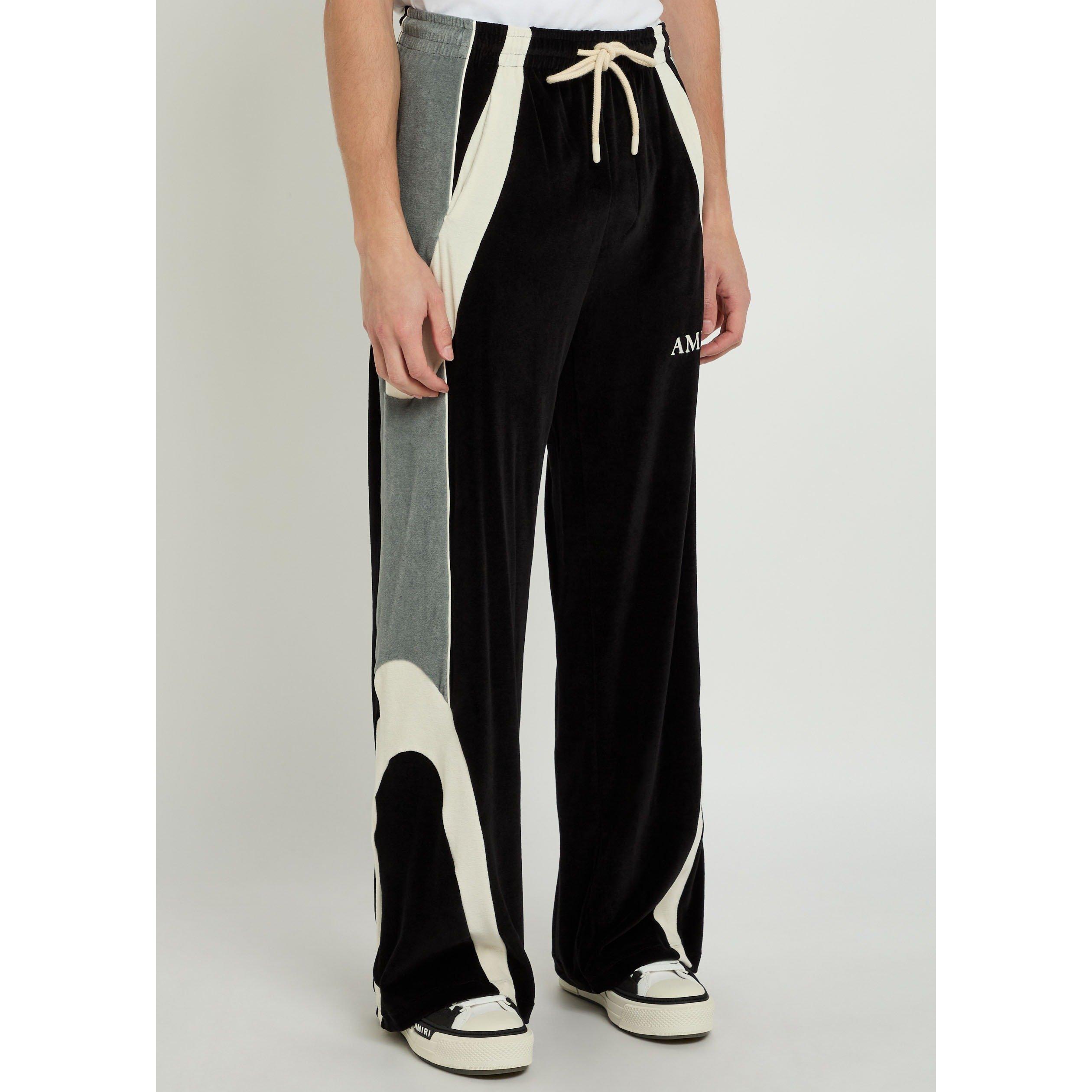 BLACK - Amiri - Men's Colour Blocked Velour Relaxed-Fit Joggers - 2