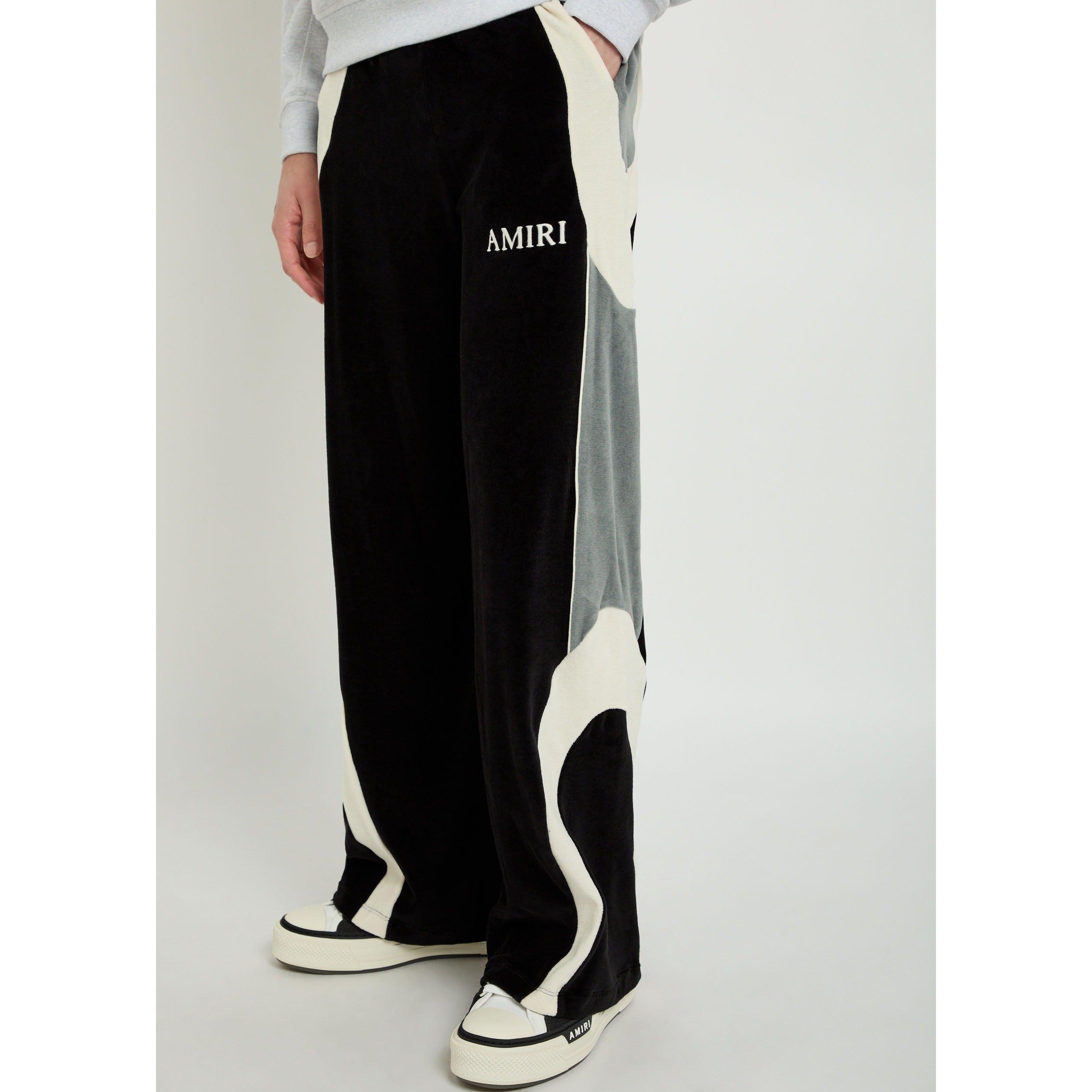 BLACK - Amiri - Men's Colour Blocked Velour Relaxed-Fit Joggers - 4