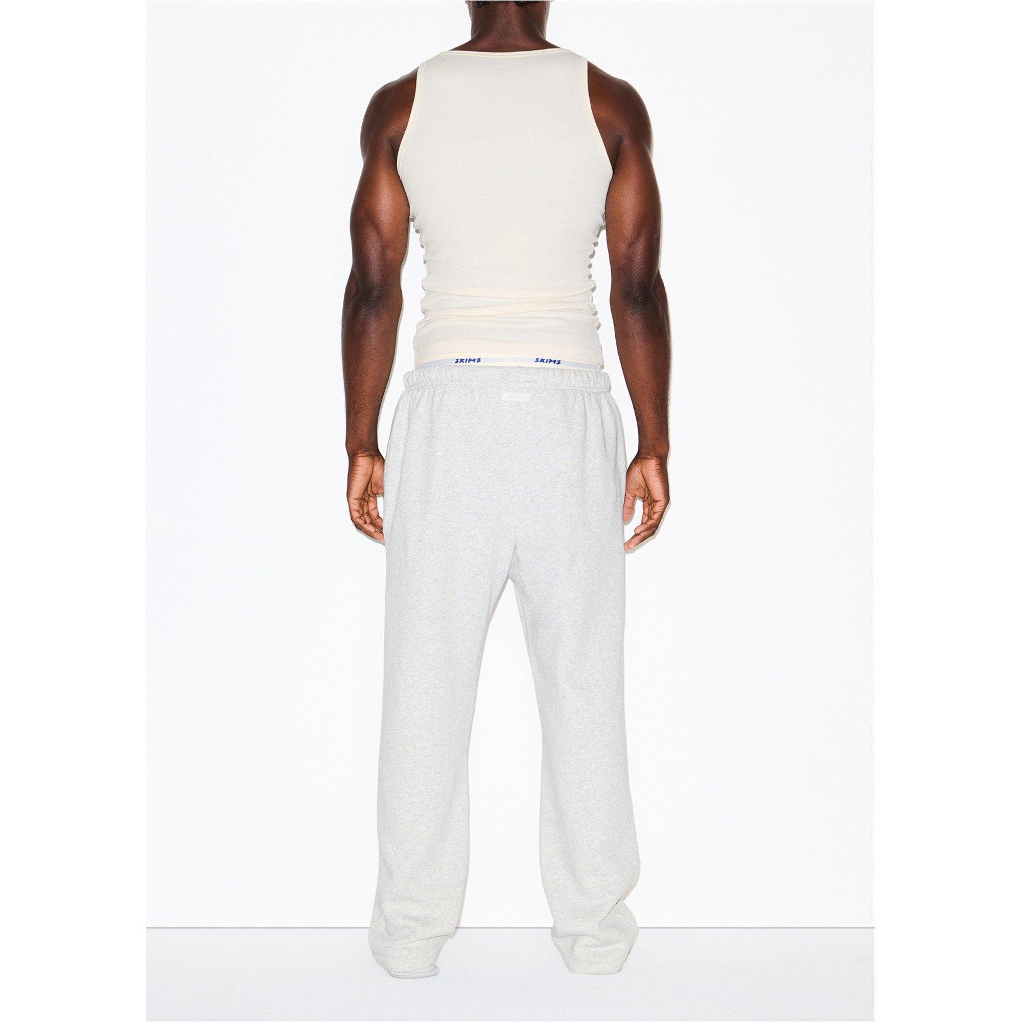 GREY - SKIMS - Men's Cotton Fleece Open Hem Straight Leg Jogging Bottoms - 3