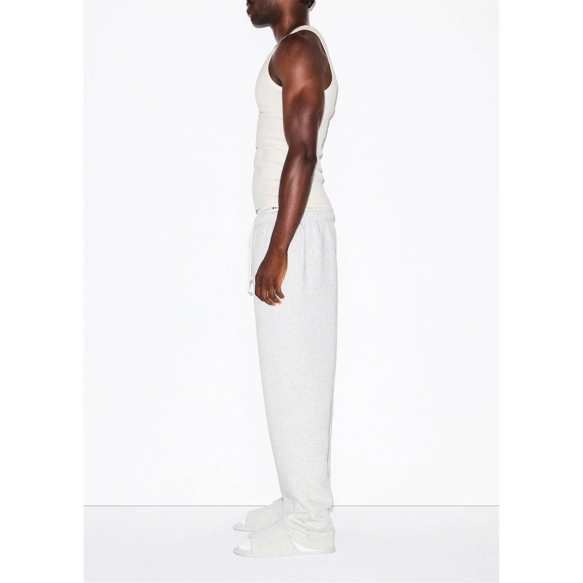 GREY - SKIMS - Men's Cotton Fleece Open Hem Straight Leg Jogging Bottoms - 4