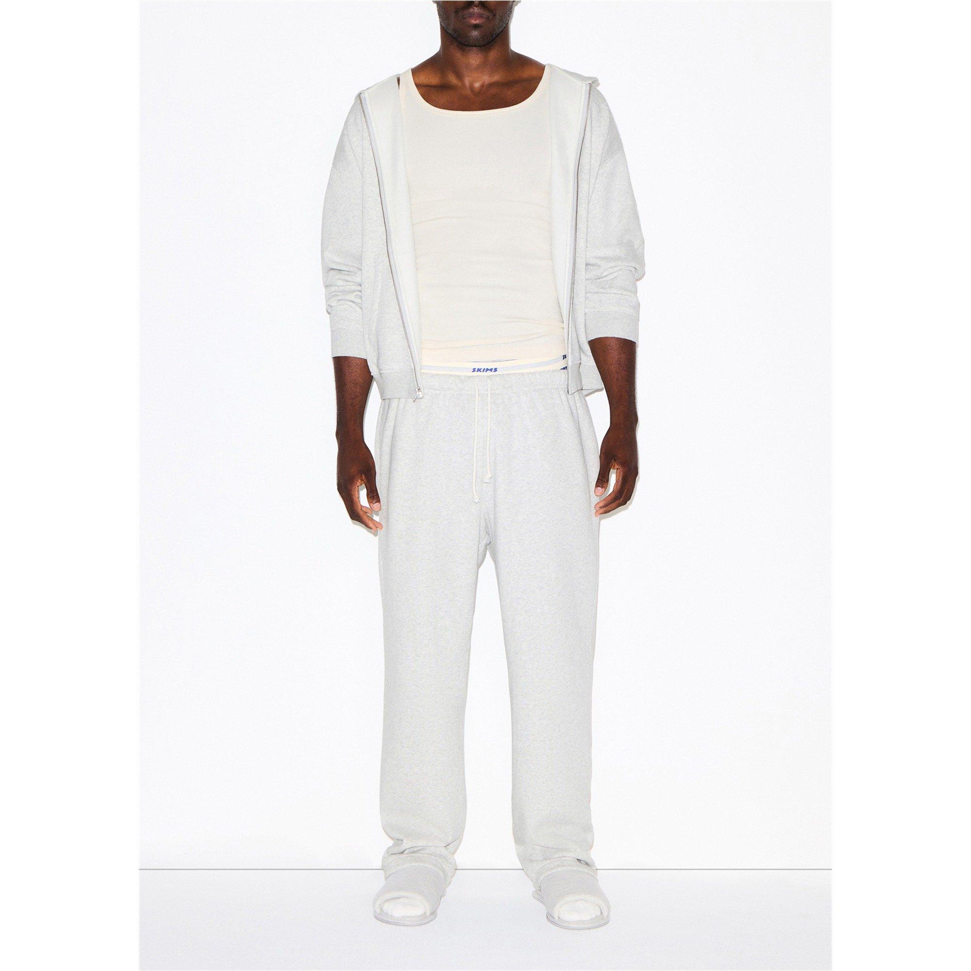 GREY - SKIMS - Men's Cotton Fleece Open Hem Straight Leg Jogging Bottoms - 5