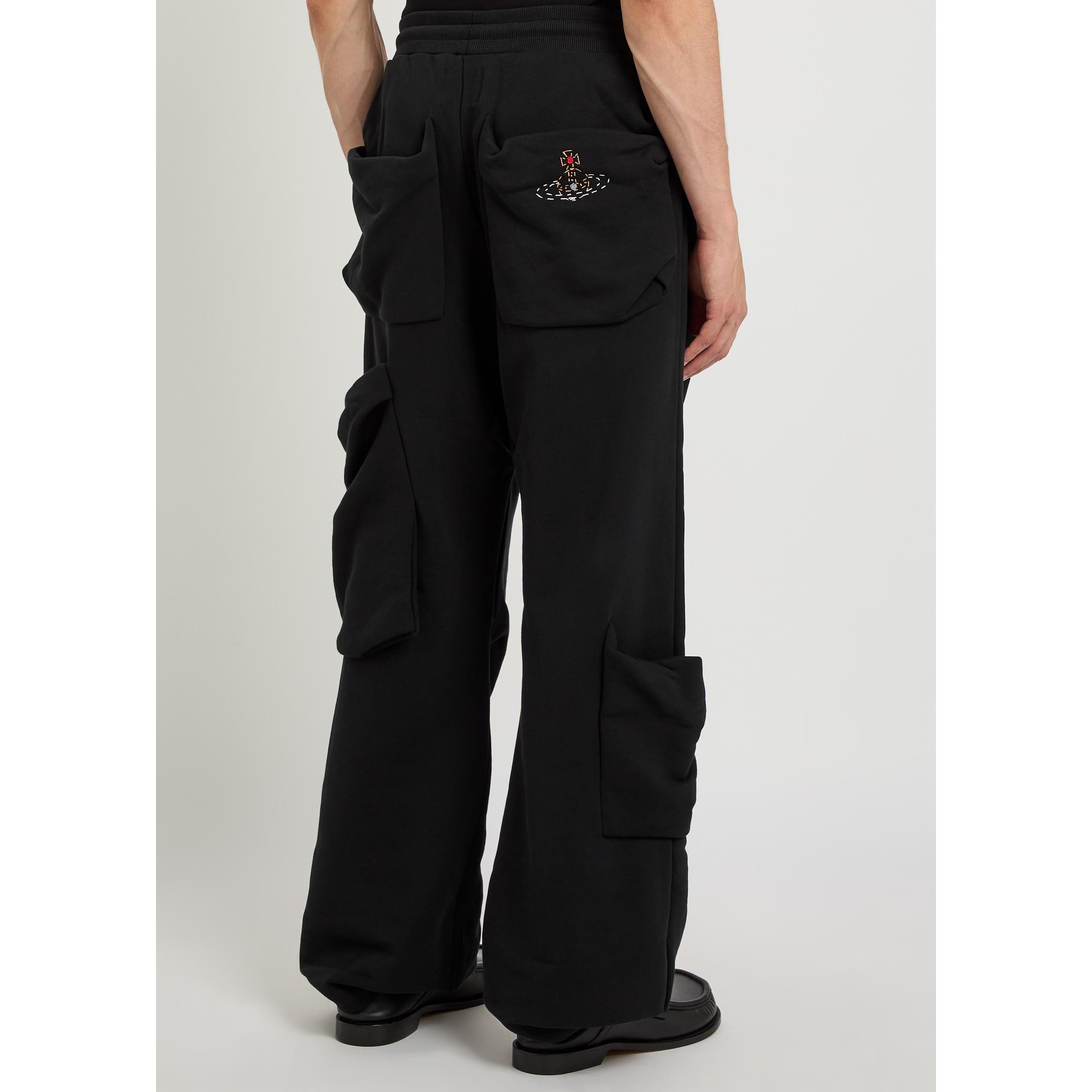 BLACK - Vivienne Westwood - Men's Achilles Cotton Relaxed-Fit Wide-Leg Joggers - 3