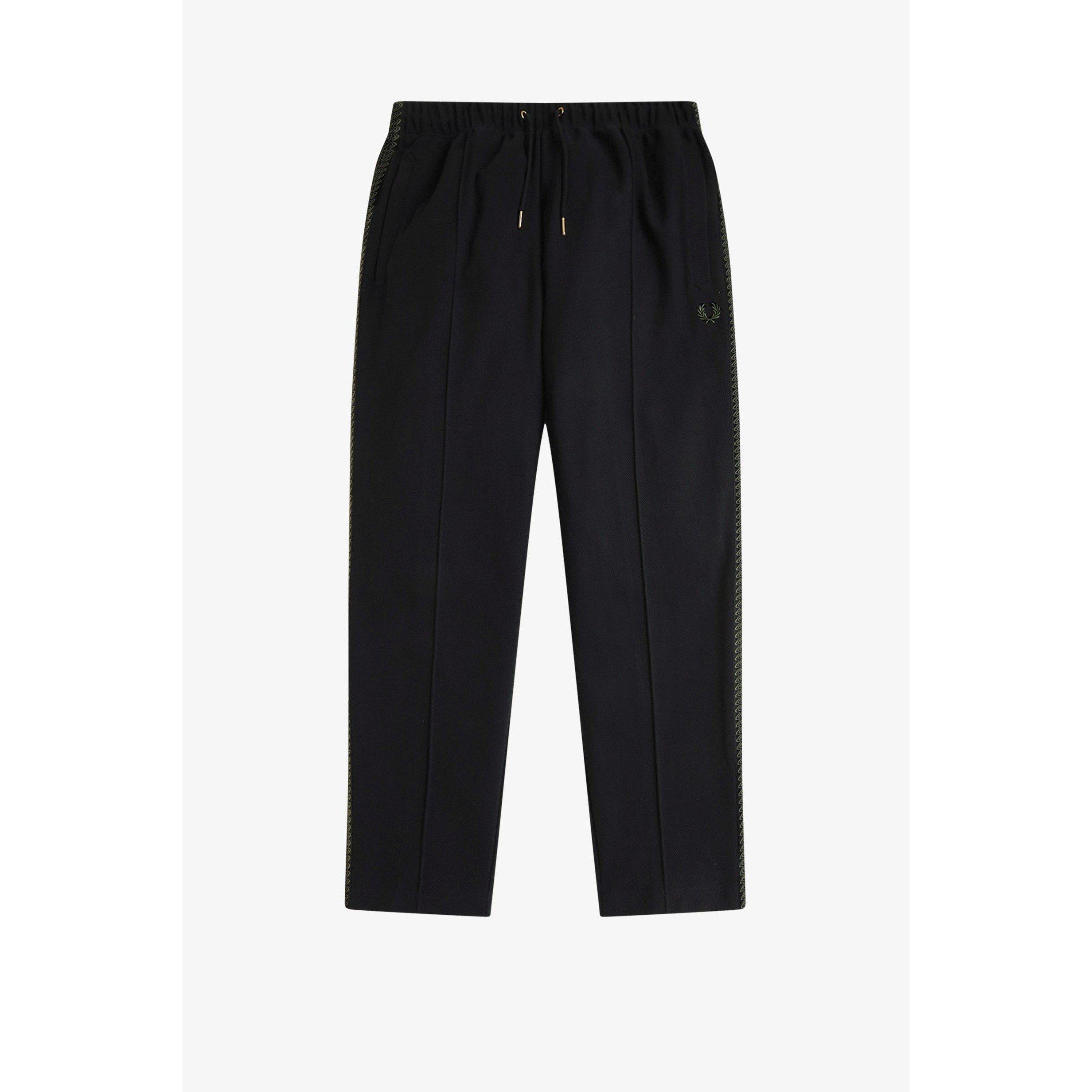 Black 102 - Fred Perry - Men's Side Tape Woven Open Hem Tracksuit Joggers - 1