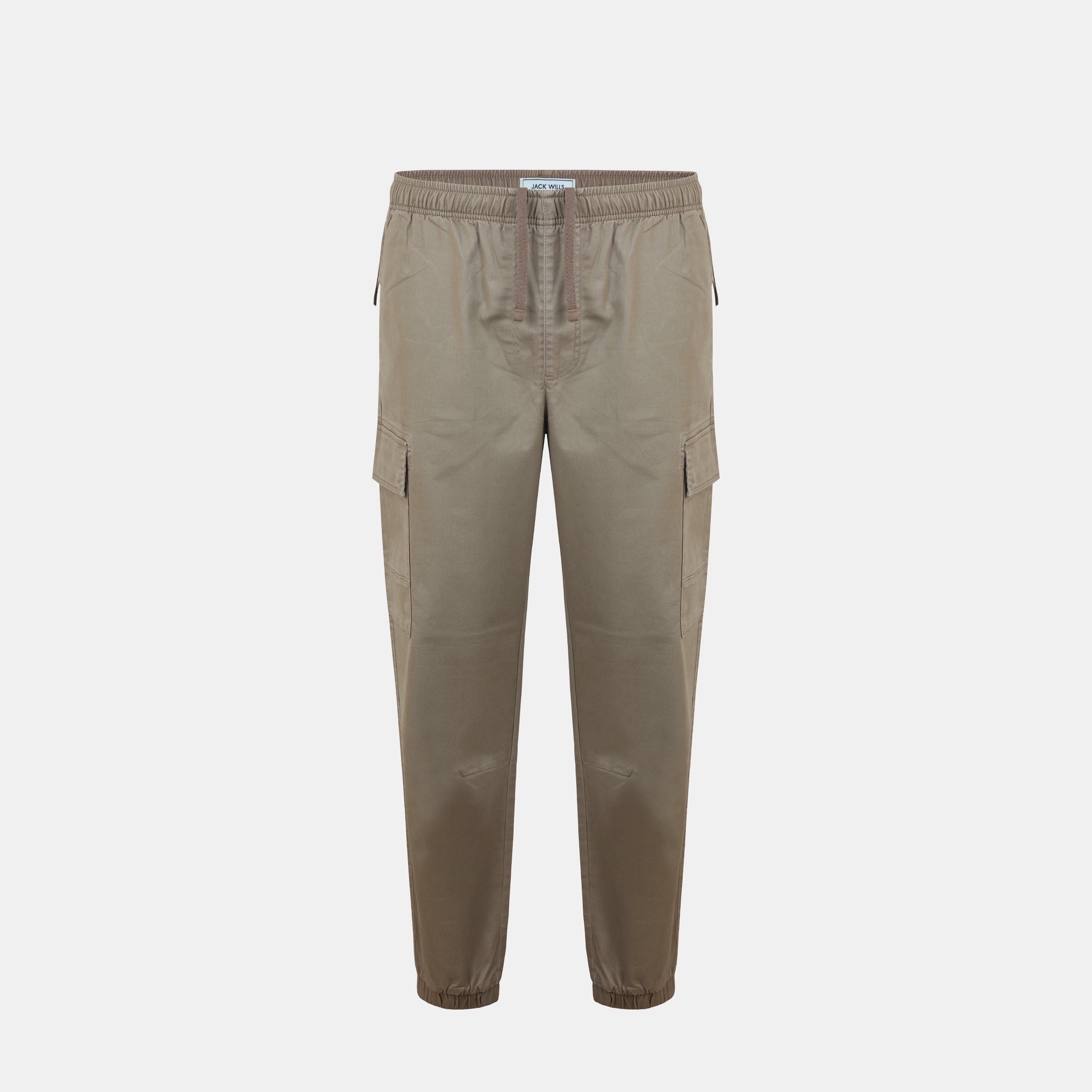 Jack Wills Men's Fawn Solid Patterned Elastic Cuff Cargo Combat Pants - 32W S - Image 4