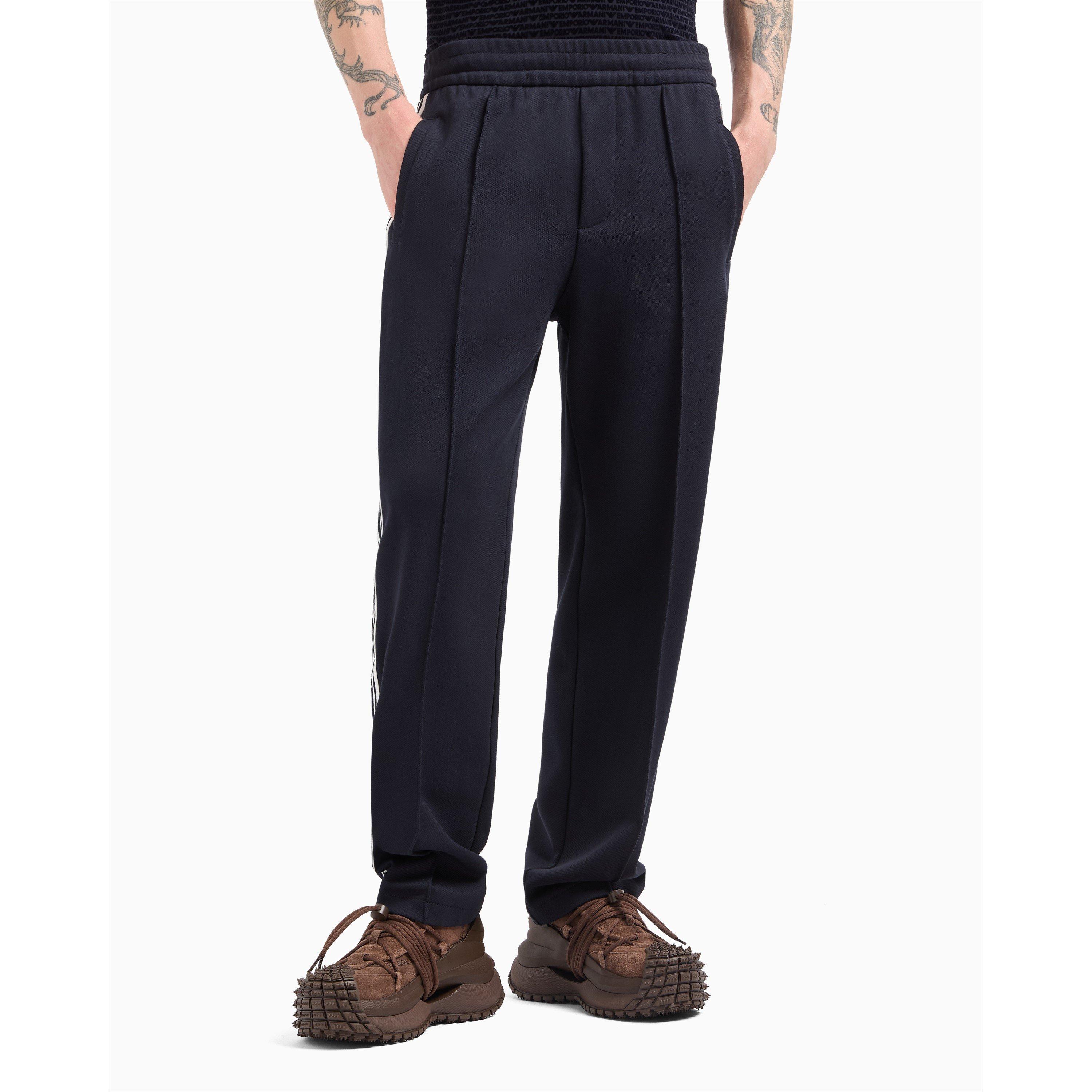 Navy 0920 - Emporio Armani - Men's Open Cuff Woven Relaxed Fit Joggers - 1