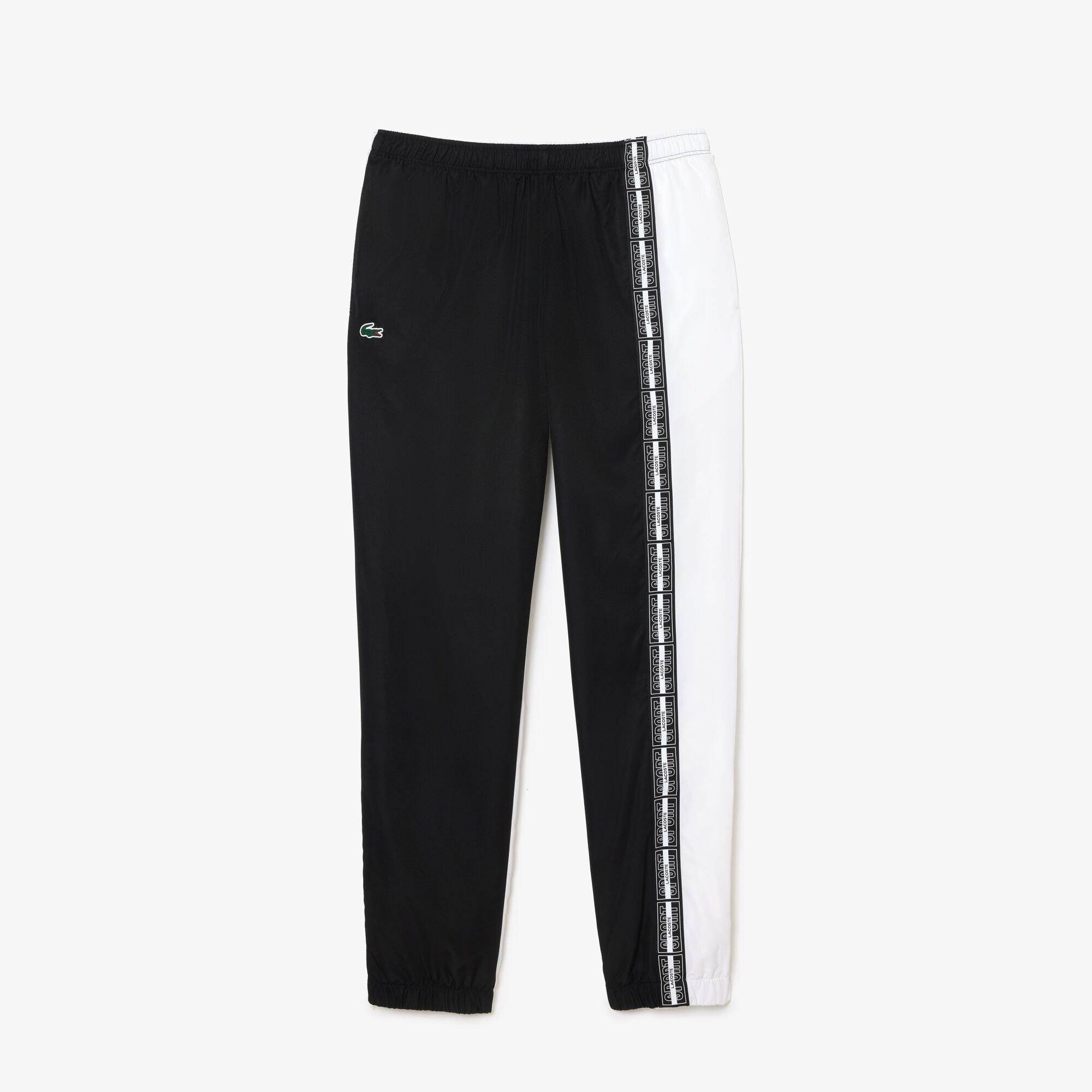 Black/White - Lacoste - Men's Closed Hem Woven Tracksuit Joggers - 1