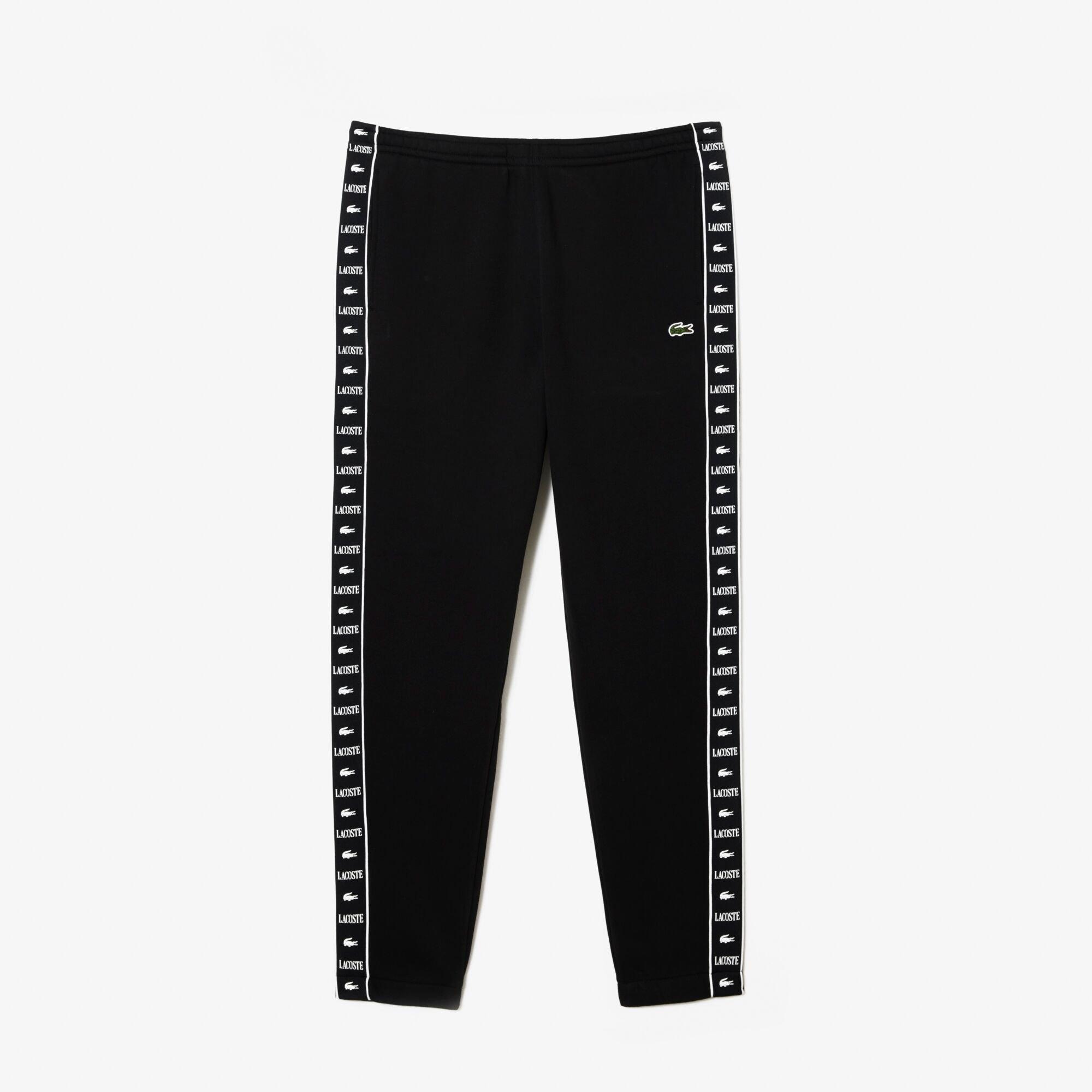 Black - Lacoste - Men's Closed Hem Woven Tracksuit Joggers - 1