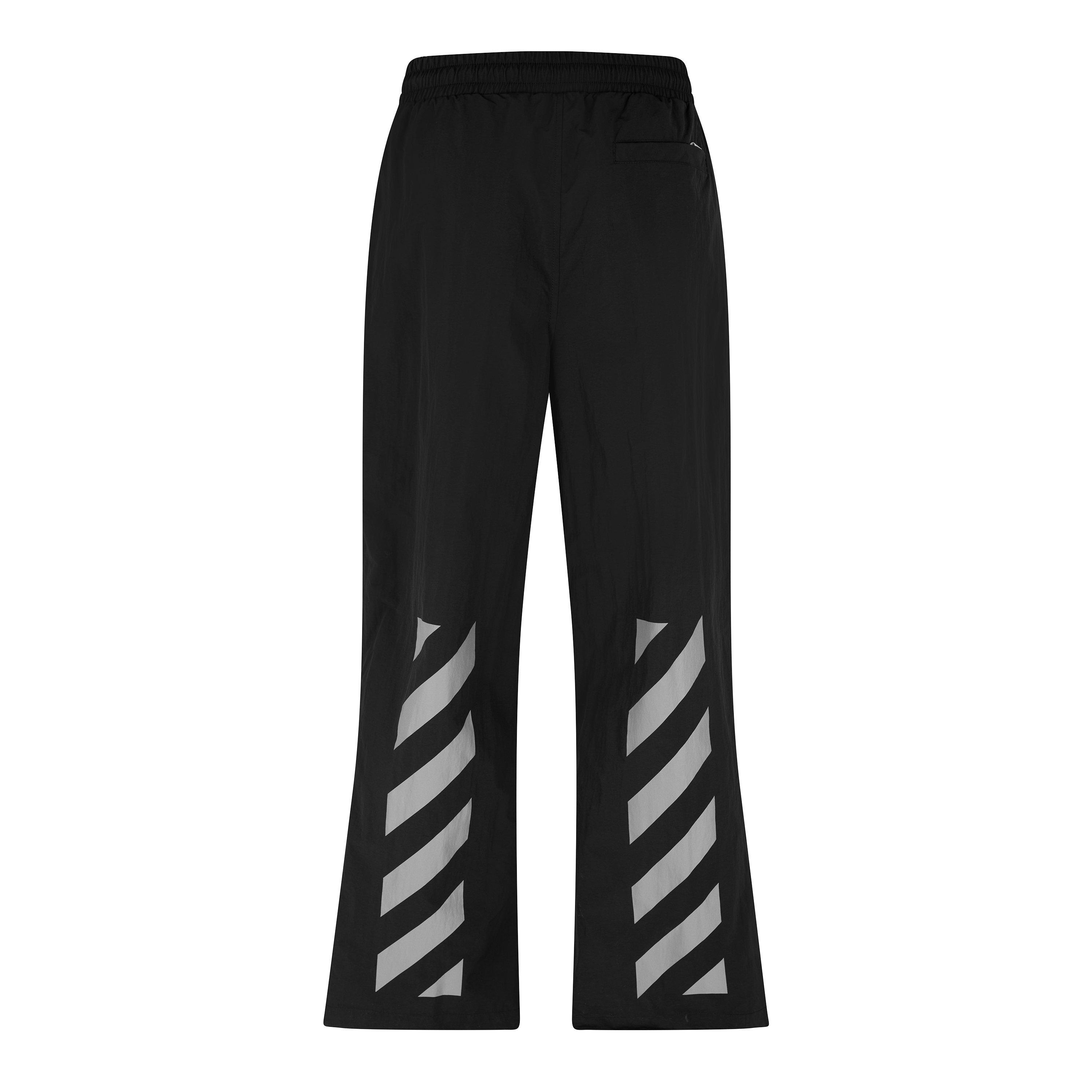 Black - L AB Off White - Men's Diagonal Reflective Open-Hem Tracksuit Bottoms - 2