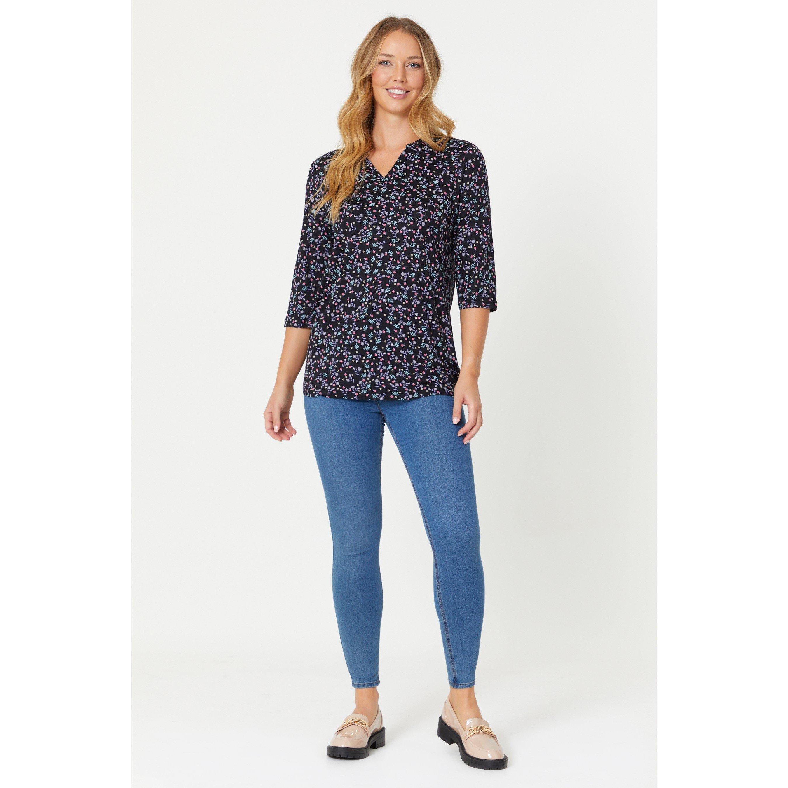 Marineblå - Be You - Ditsy Open Collar Tunic - 2