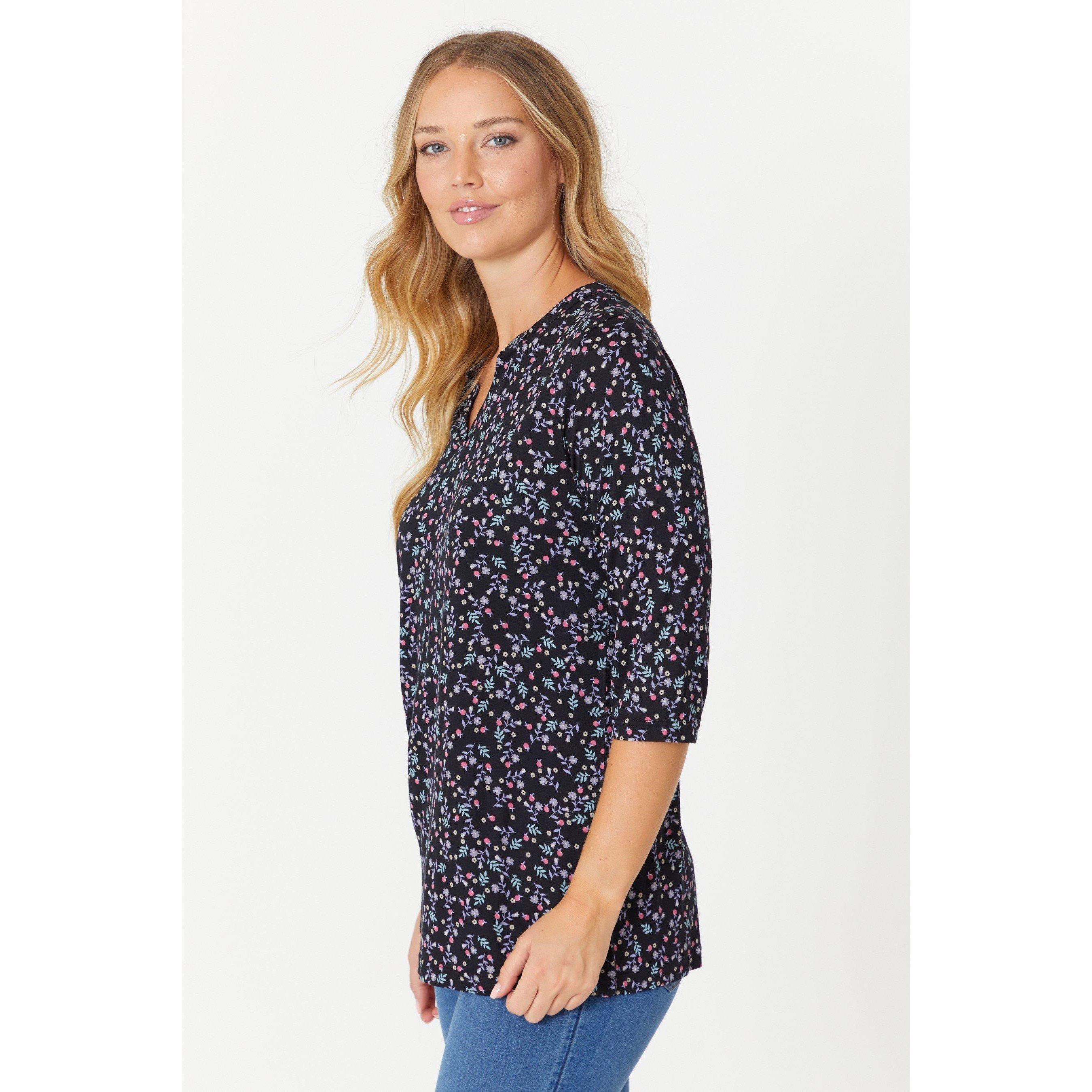 Marineblå - Be You - Ditsy Open Collar Tunic - 3