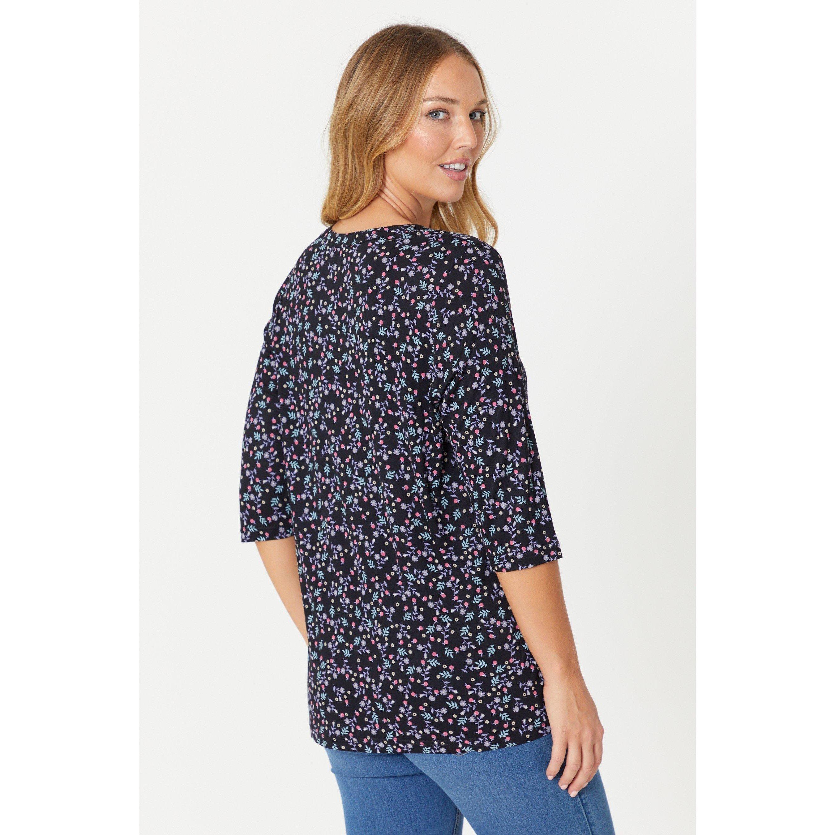 Marineblå - Be You - Ditsy Open Collar Tunic - 4