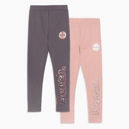 Bench Girls Pack of 2 Marl Pink Charocal Leggings