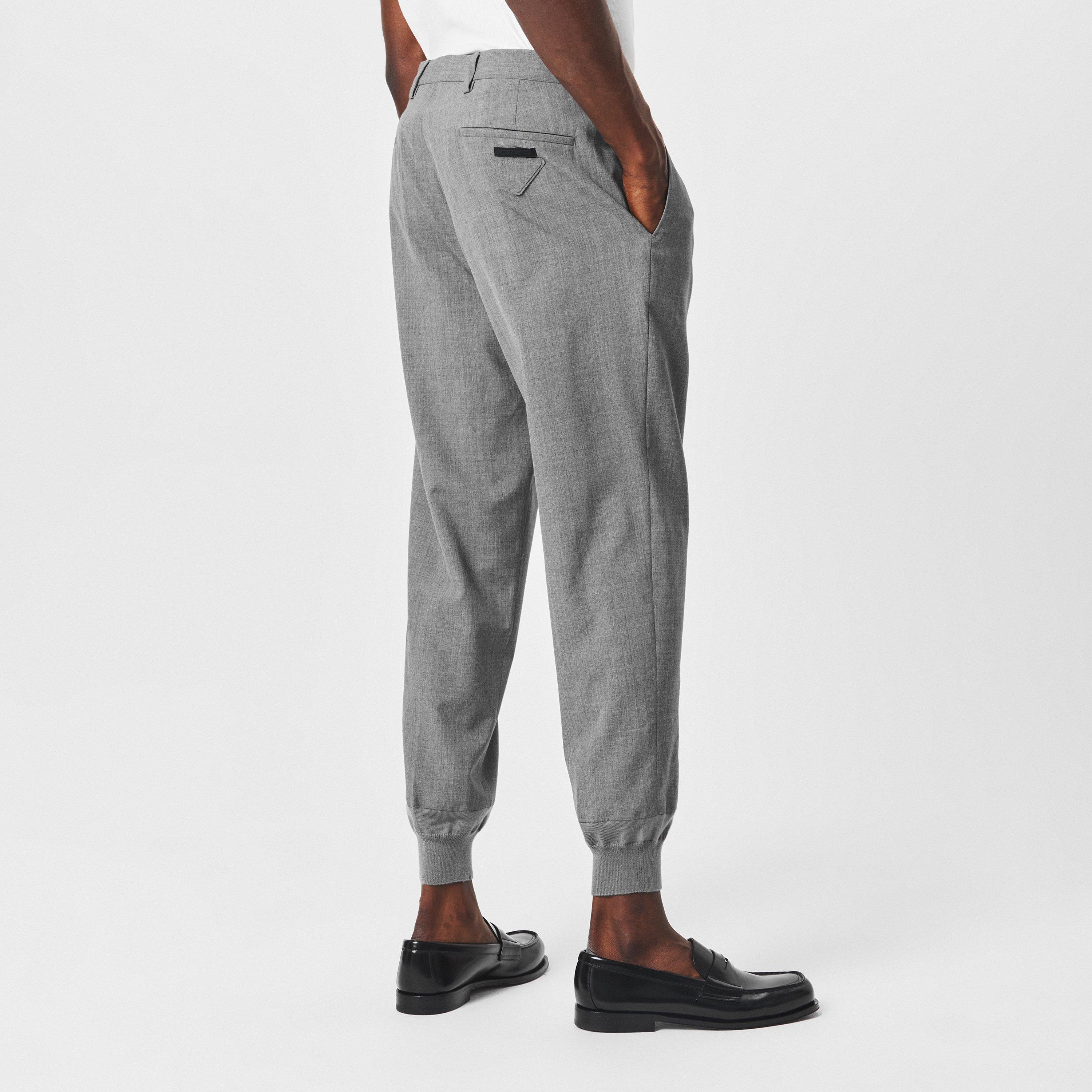 Grigio - Prada - Men's Wool Closed Hem Woven Joggers - 4