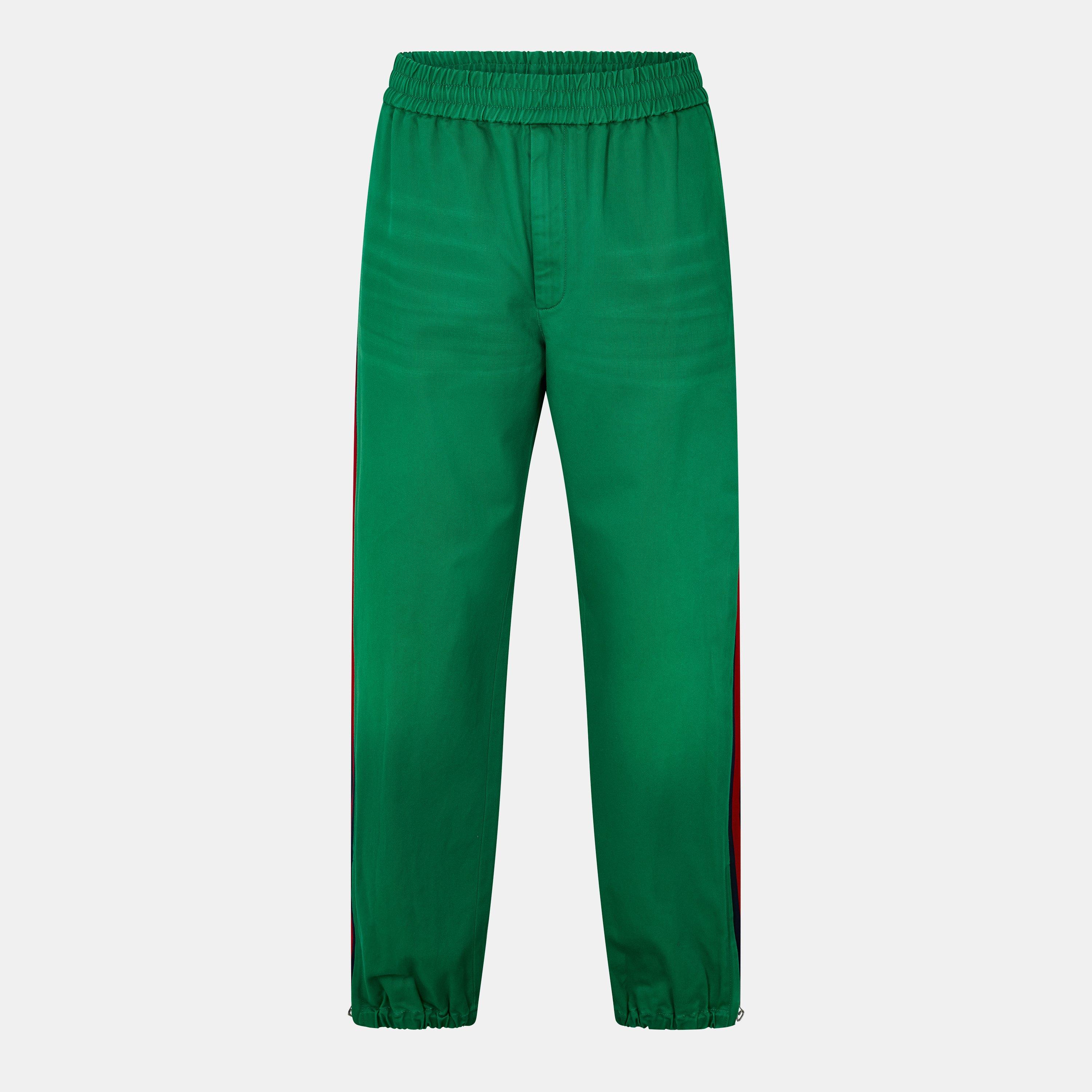Gucci Men's Tapered Elasticated Cuff Closed Hem Woven Tracksuit Joggers - Shamrock/Mix - M