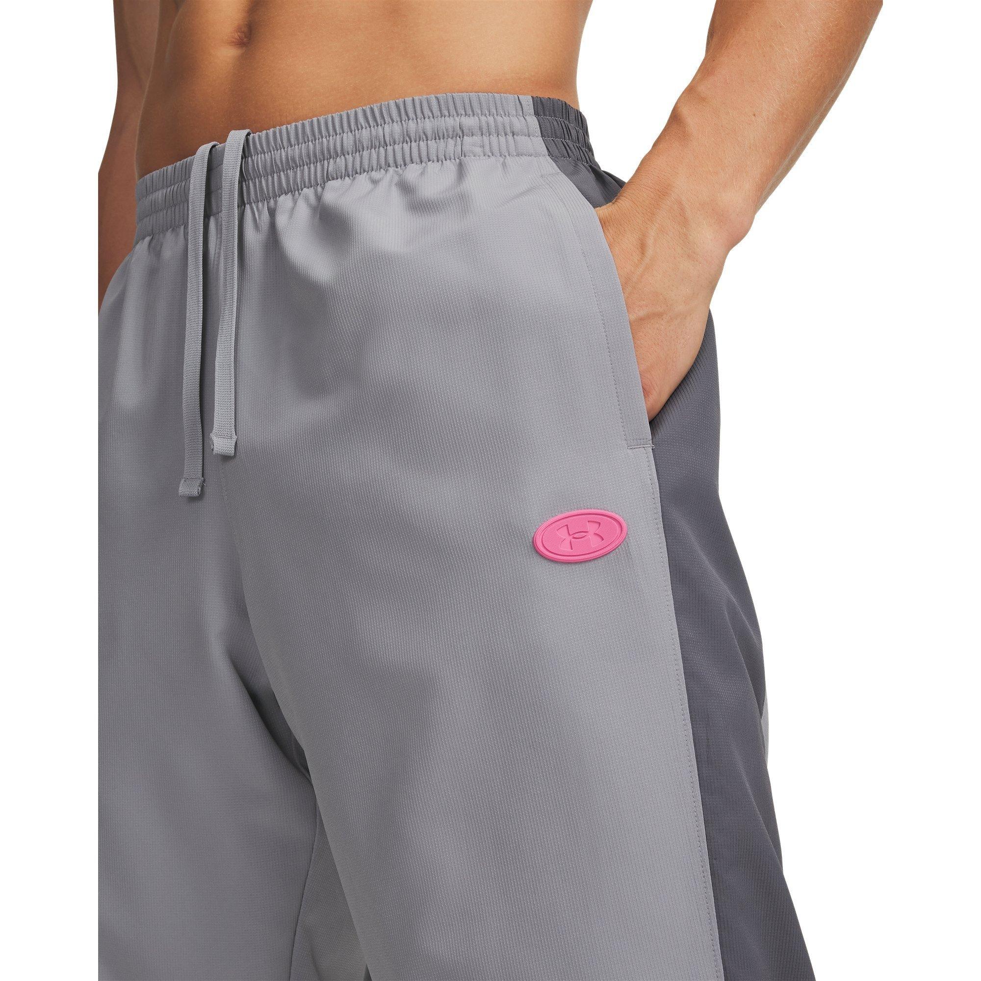 Steel Grey/Pink - Under Armour - Men's Rival Woven Joggers - 3