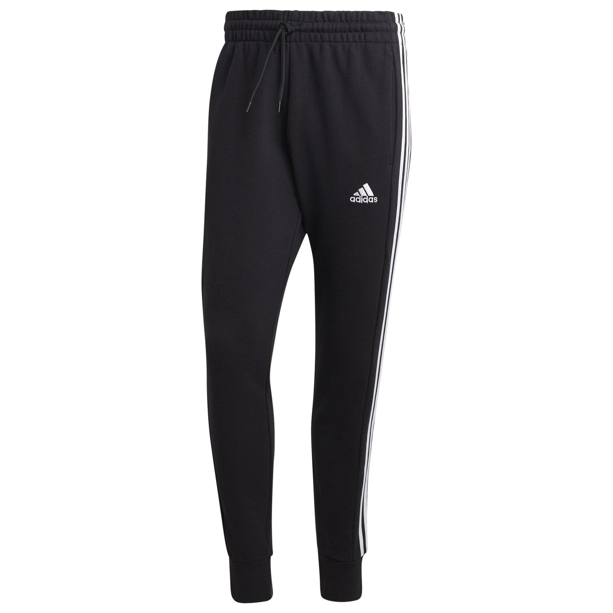 Black/White - adidas - Essentials 3 Stripes Mens French Terry Tapered Joggers - 1