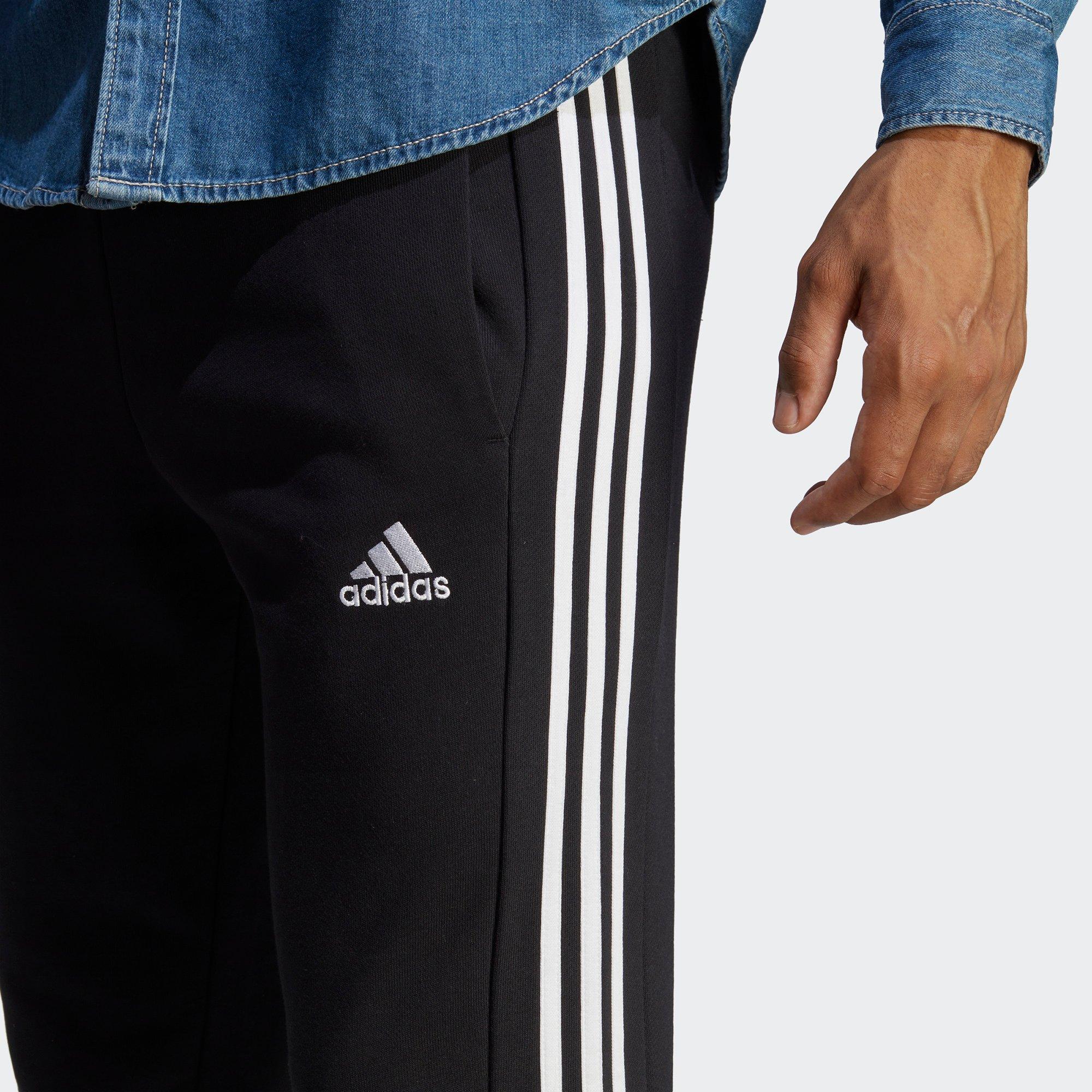 Black/White - adidas - Essentials 3 Stripes Mens French Terry Tapered Joggers - 6