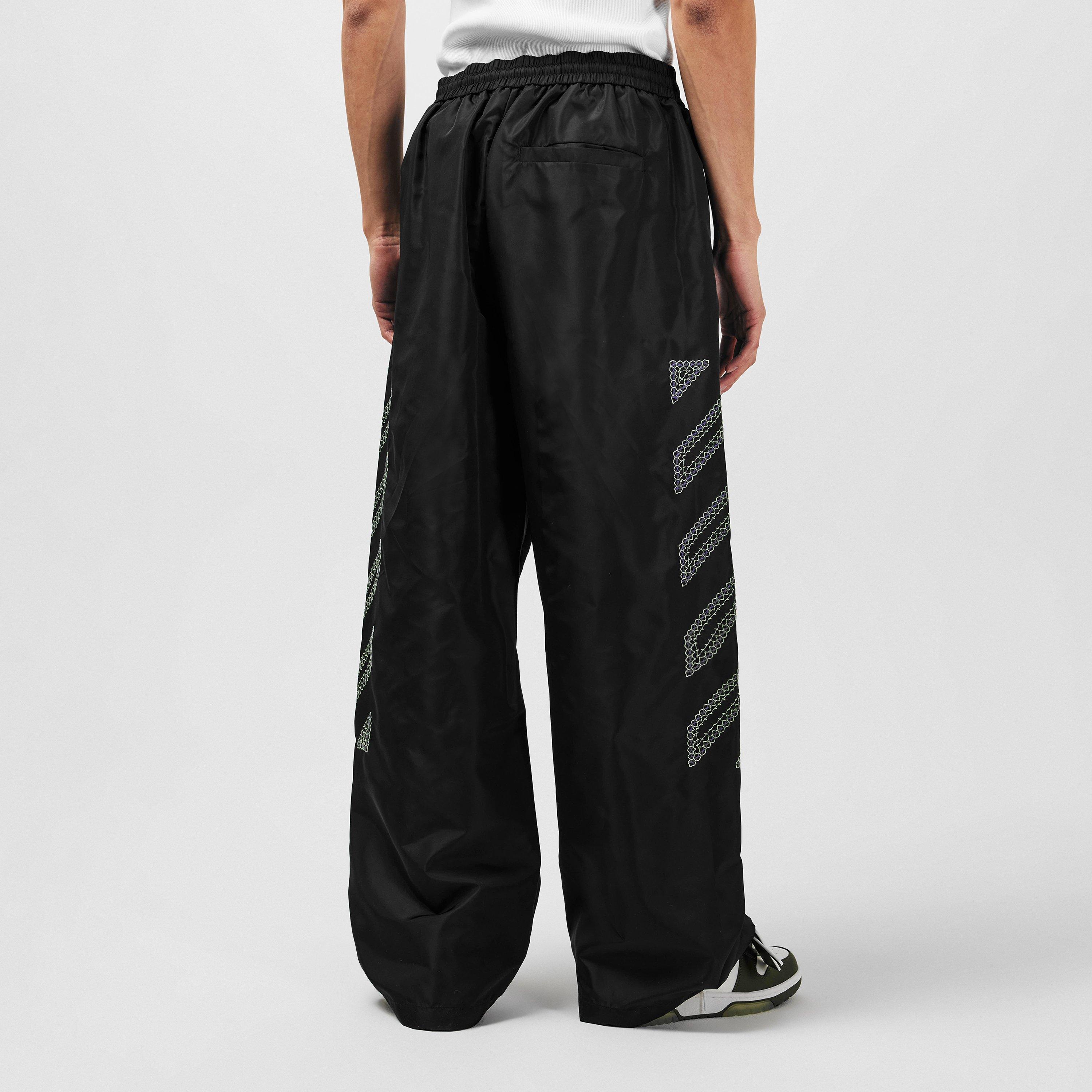 Black - Off White - Men's Track Pant, Diagonal Trousers - 4