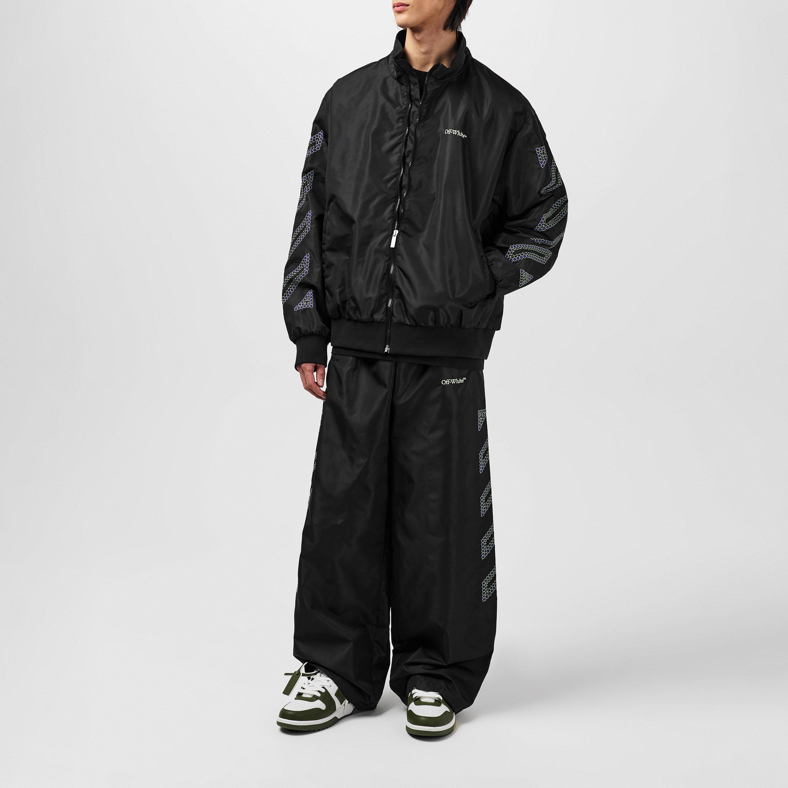 Black - Off White - Men's Track Pant, Diagonal Trousers - 6