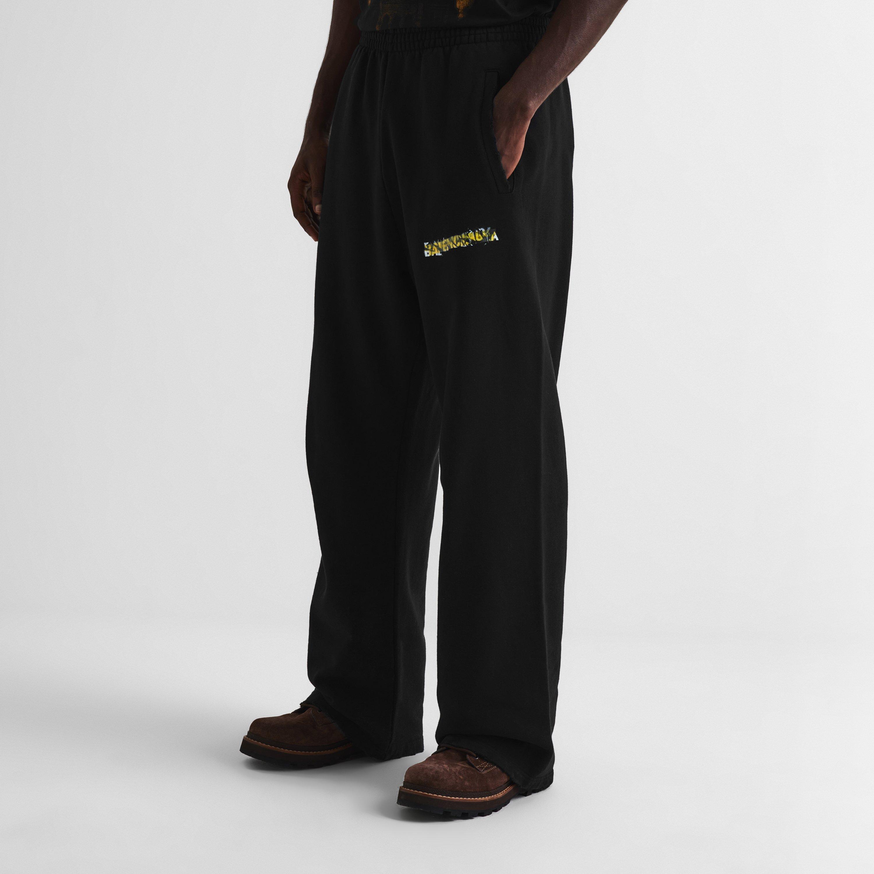 Black - Balenciaga - Men's Open Hem Woven Tracksuit Joggers - 3