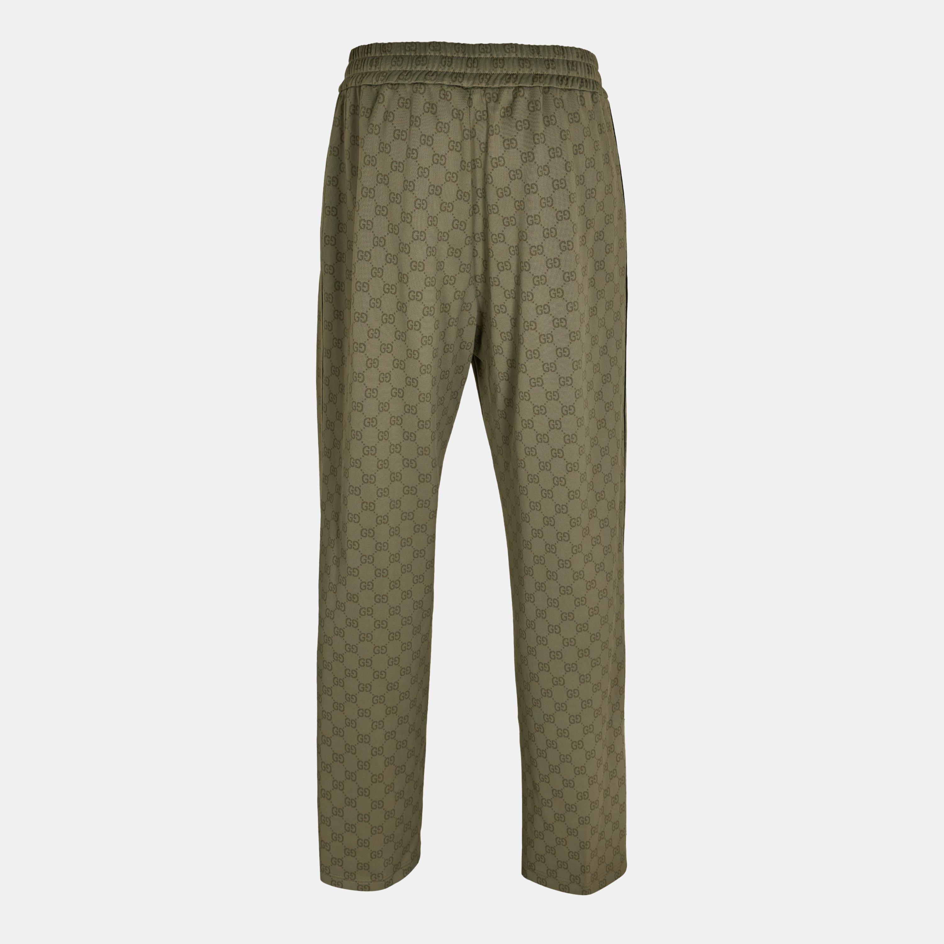 Military Green - Gucci - Men's Open Hem Woven Tracksuit Bottoms, Open Hem Design - 2