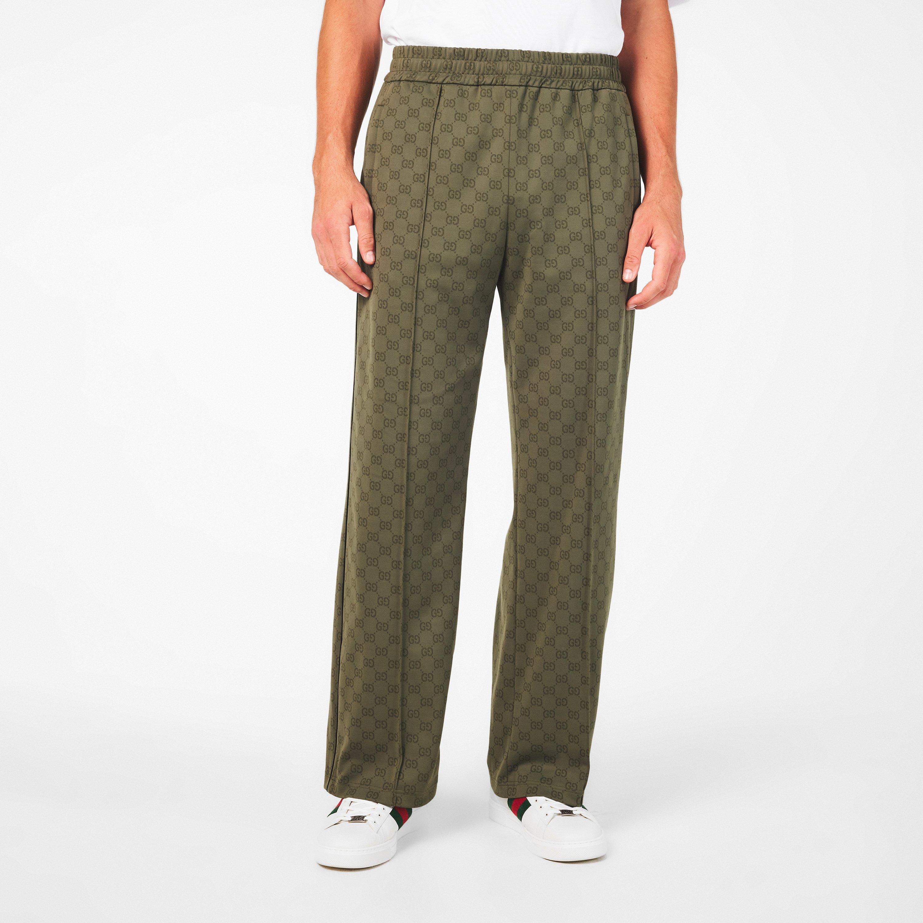 Military Green - Gucci - Men's Open Hem Woven Tracksuit Bottoms, Open Hem Design - 3