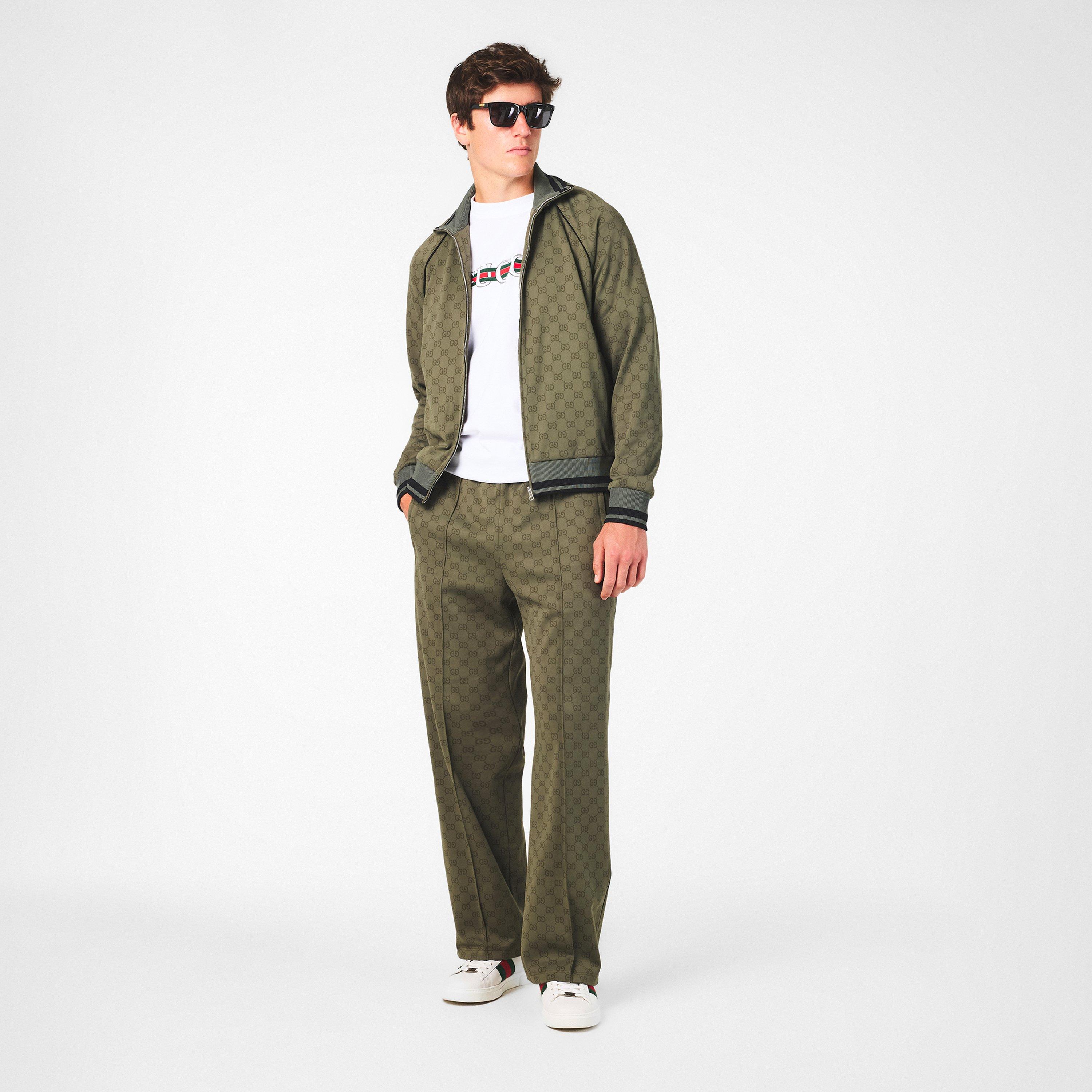 Military Green - Gucci - Men's Open Hem Woven Tracksuit Bottoms, Open Hem Design - 6