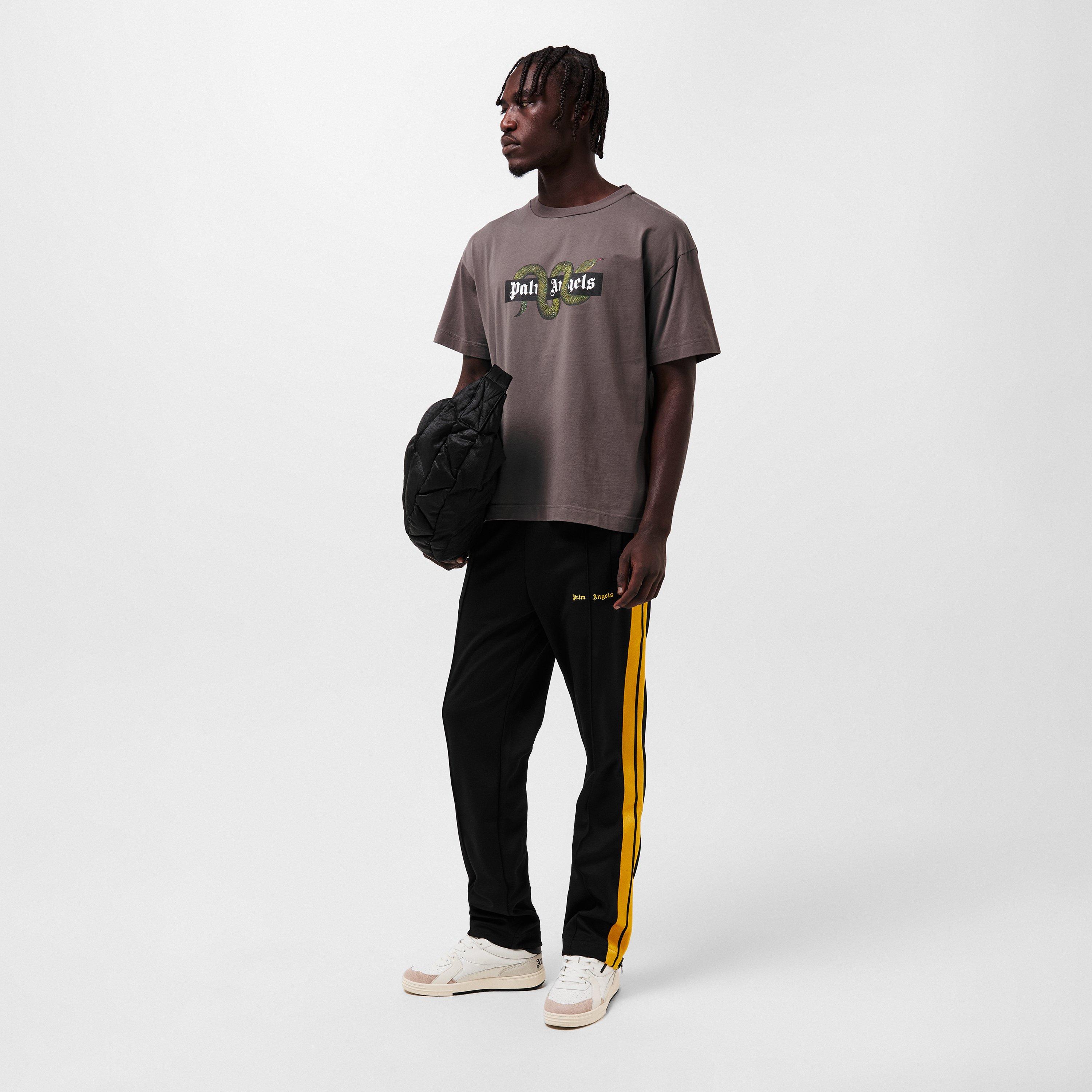 Black/Yellow - Palm Angels - Men's Classic Open Hem Woven Joggers - 6