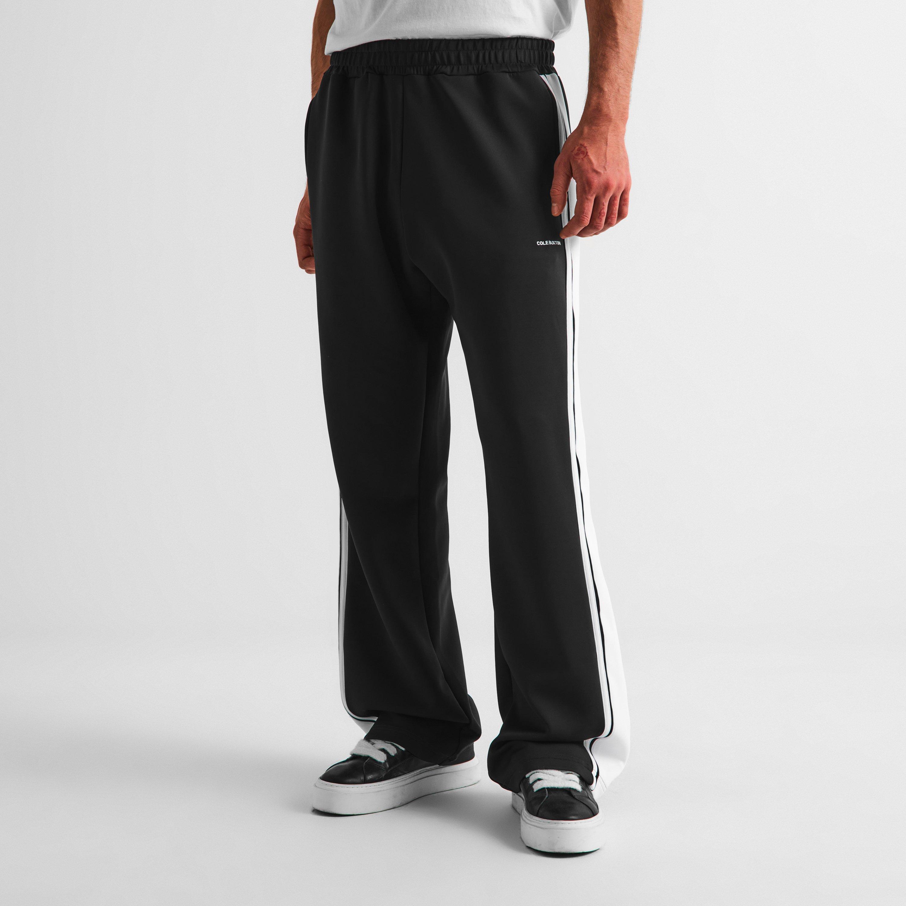 Black/White - Cole Buxton - Men's Open Hem Woven Tracksuit Joggers - 3