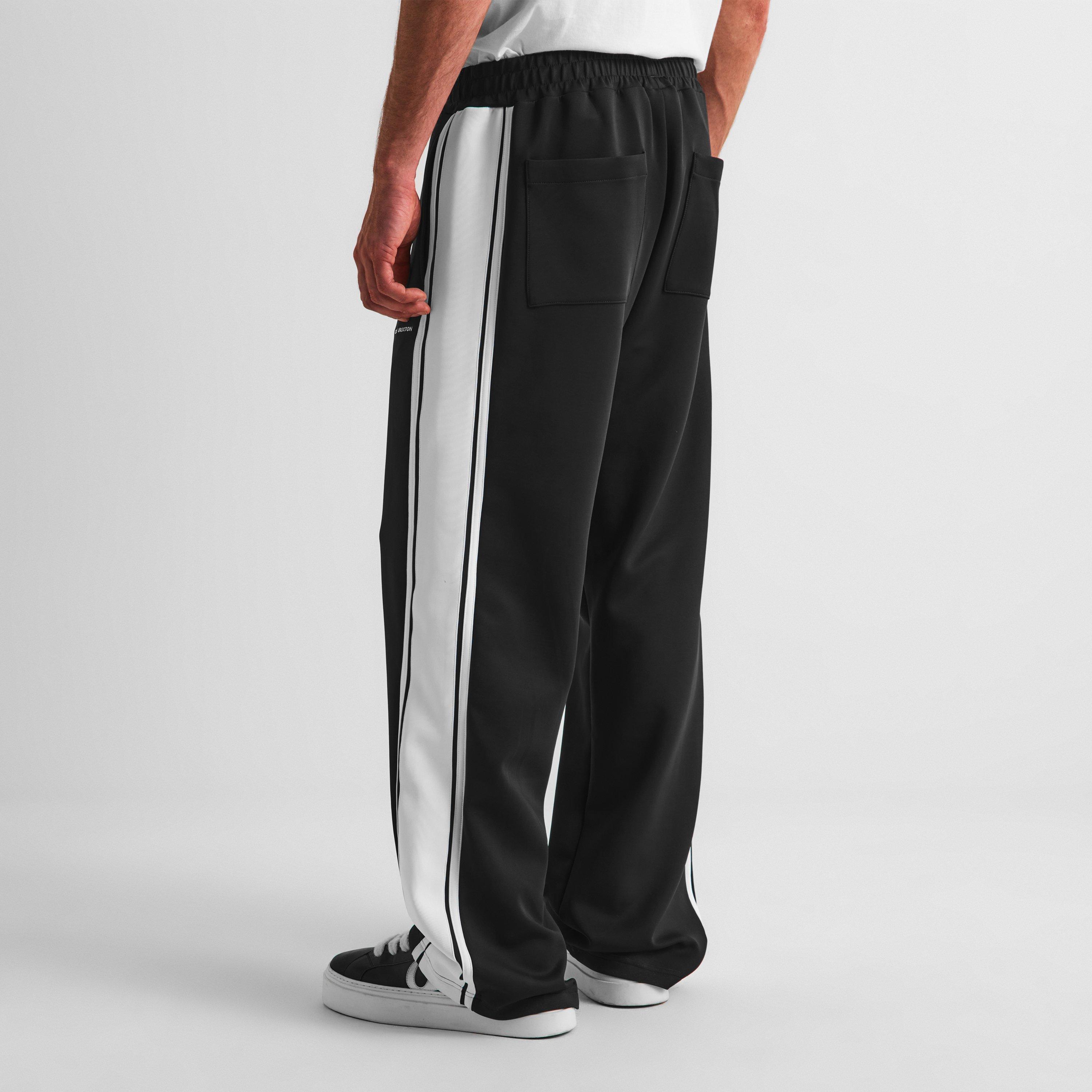 Black/White - Cole Buxton - Men's Open Hem Woven Tracksuit Joggers - 4
