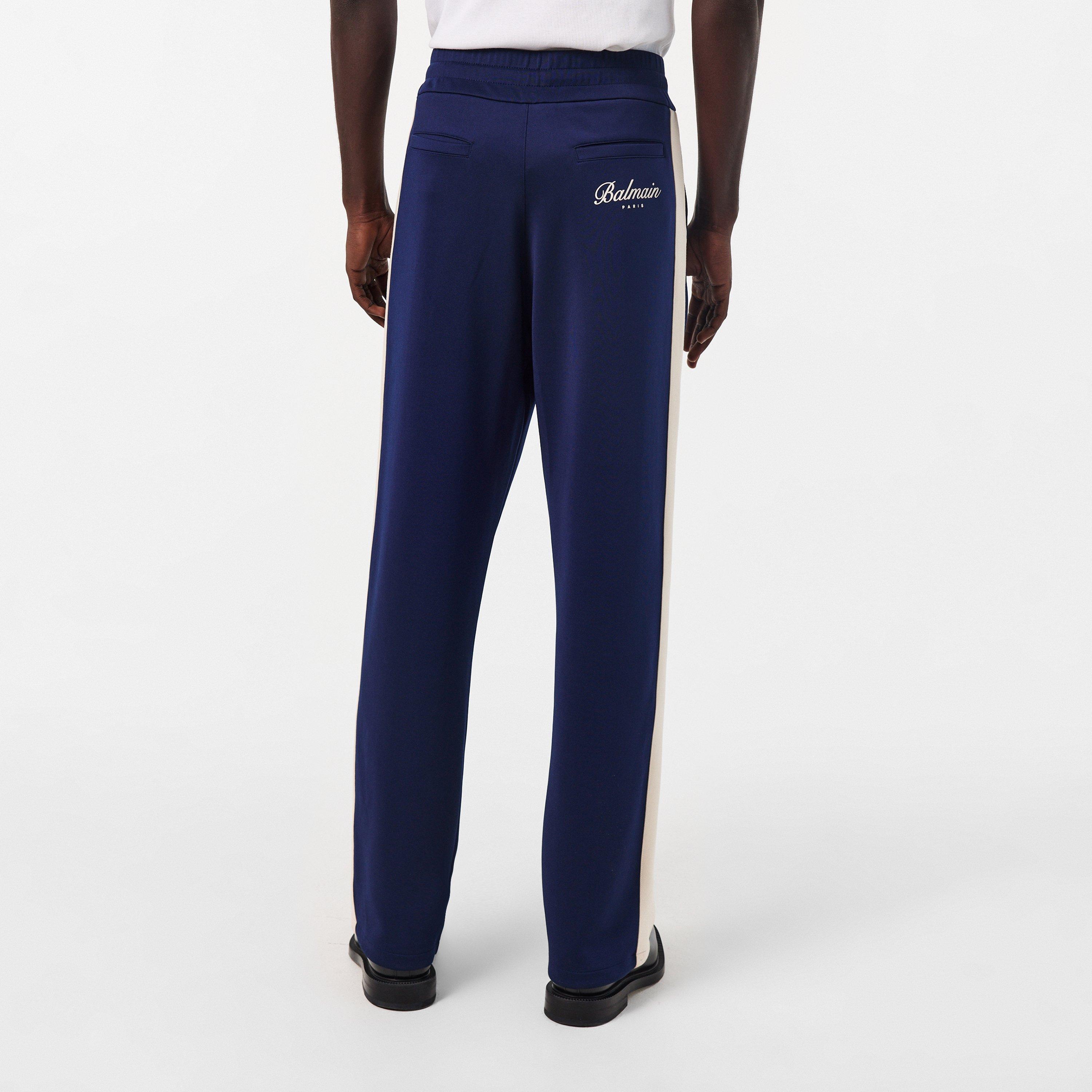 Blue - Balmain - Men's College Open Cuff Woven Joggers - 4